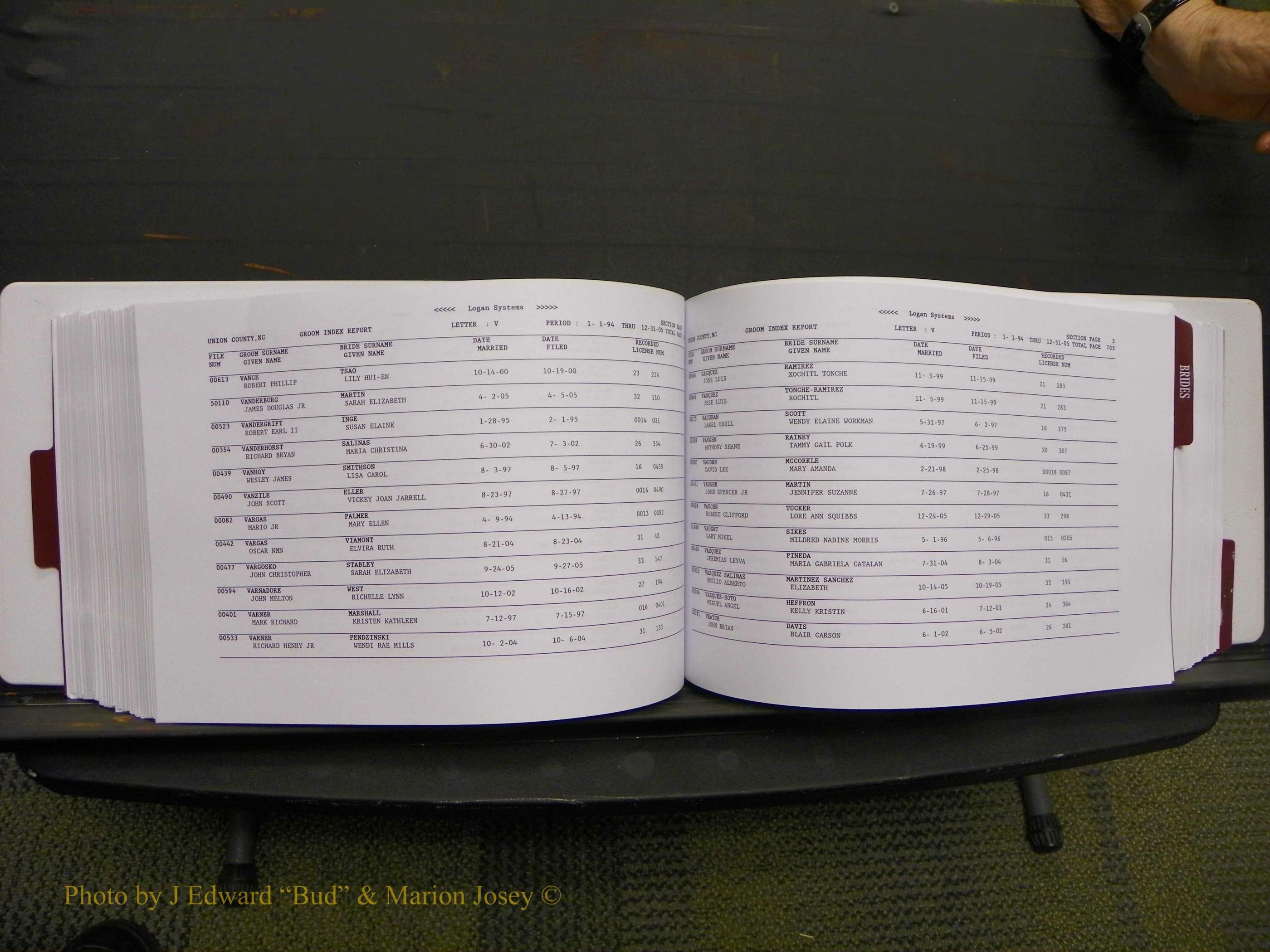 Union Co, NC Marriages Male & Female Index, 1993-2005 (358).JPG