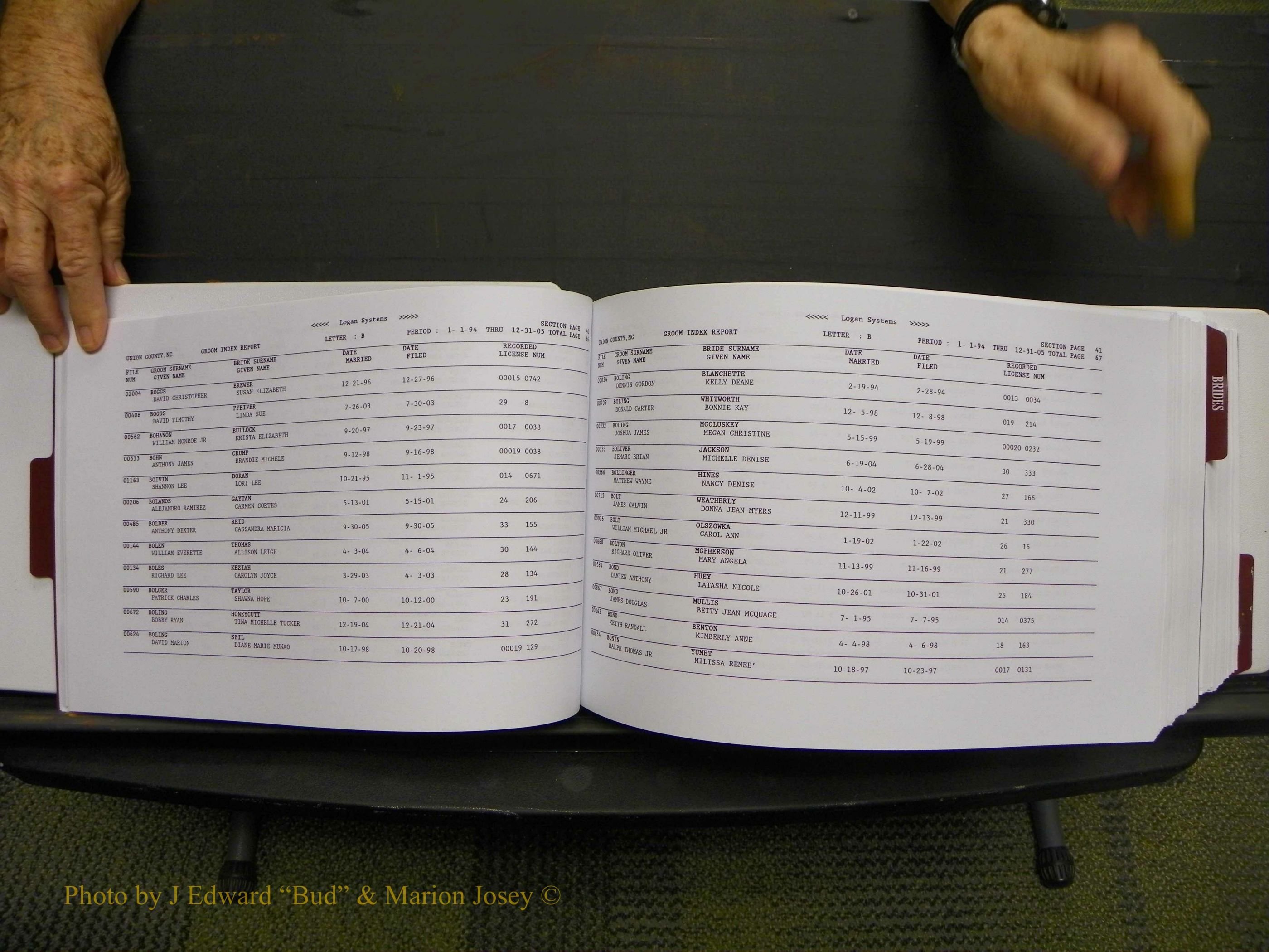 Union Co, NC Marriages Male & Female Index, 1993-2005 (36).JPG