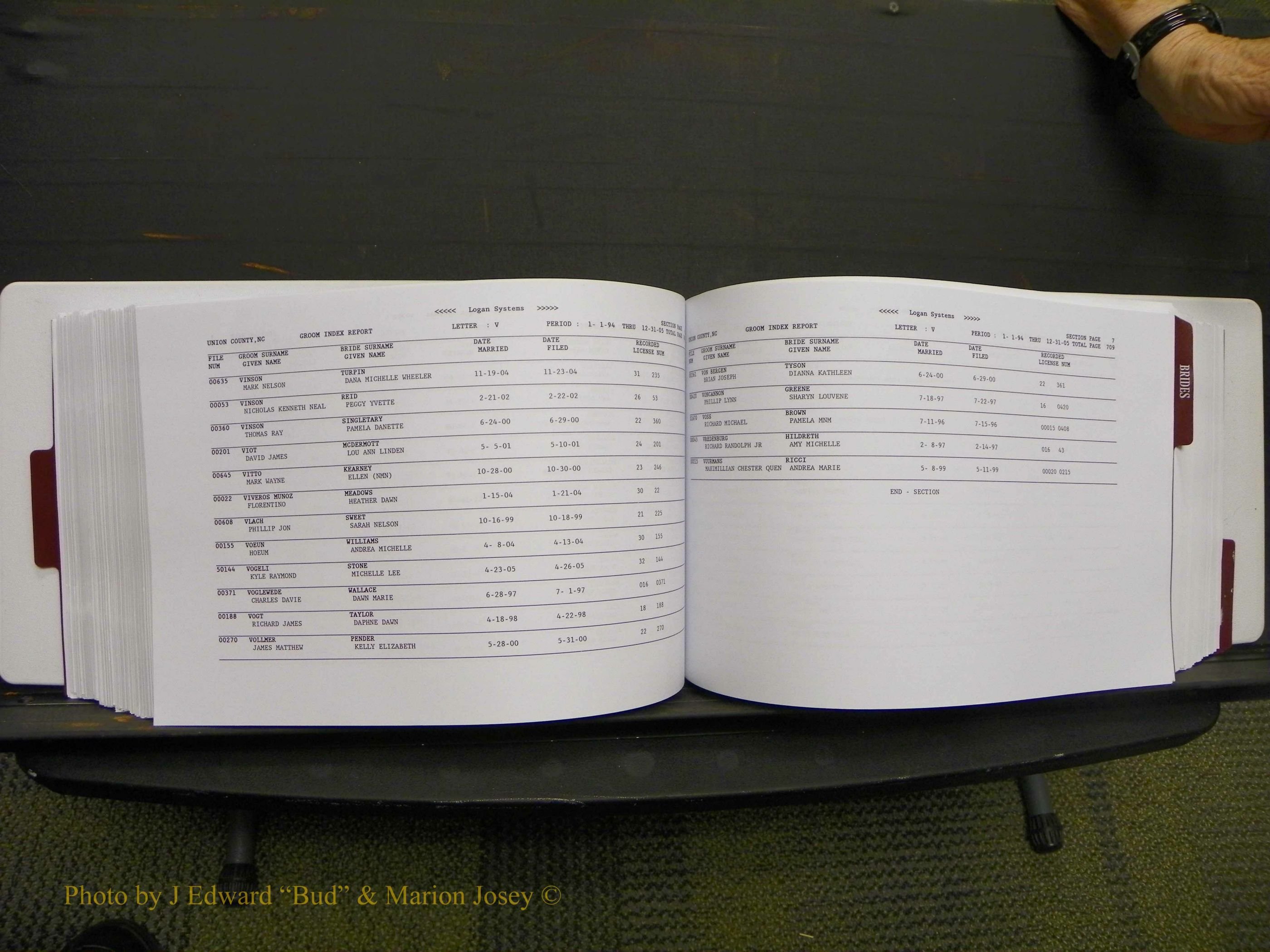Union Co, NC Marriages Male & Female Index, 1993-2005 (360).JPG