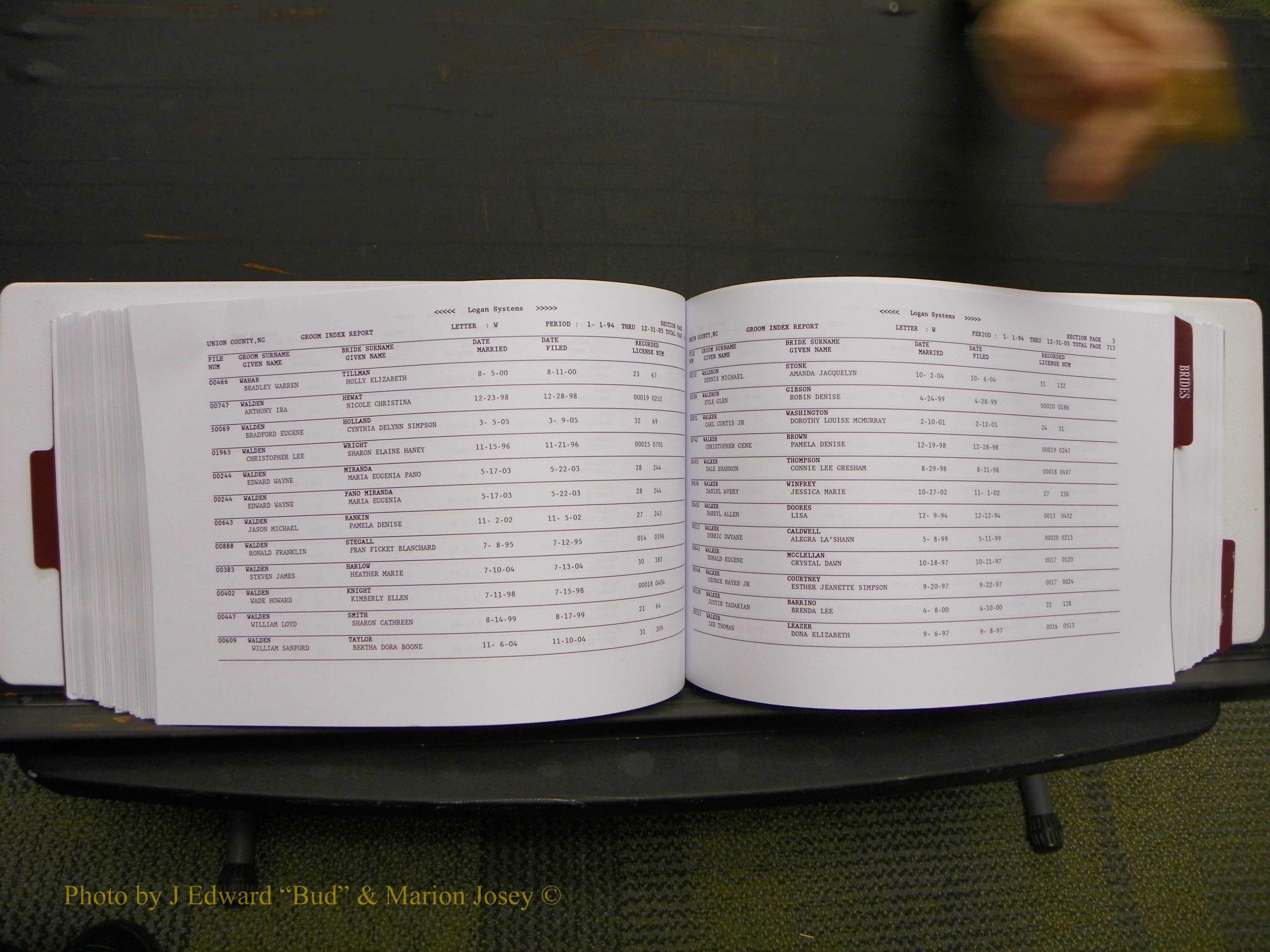 Union Co, NC Marriages Male & Female Index, 1993-2005 (362).JPG