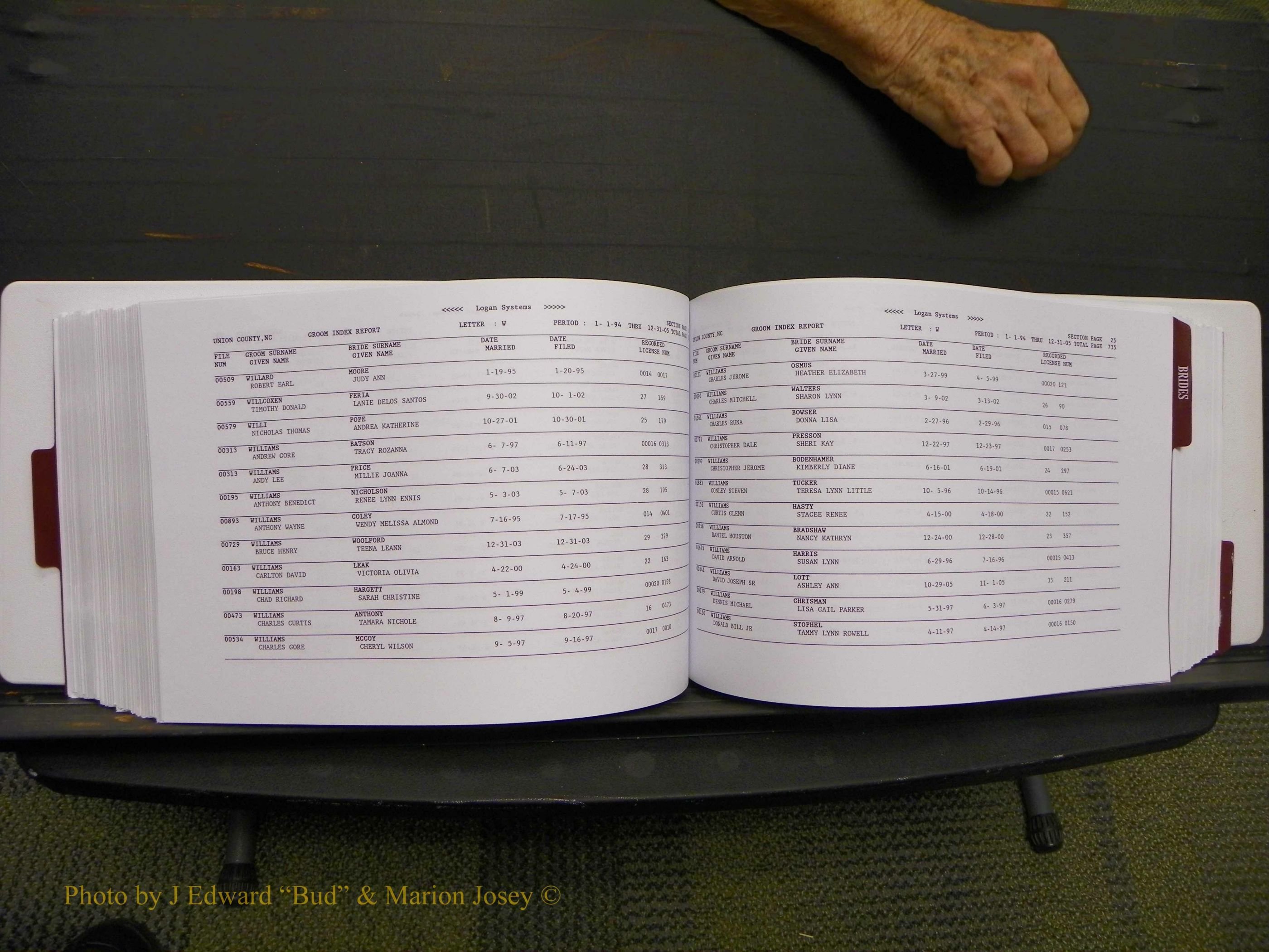 Union Co, NC Marriages Male & Female Index, 1993-2005 (373).JPG