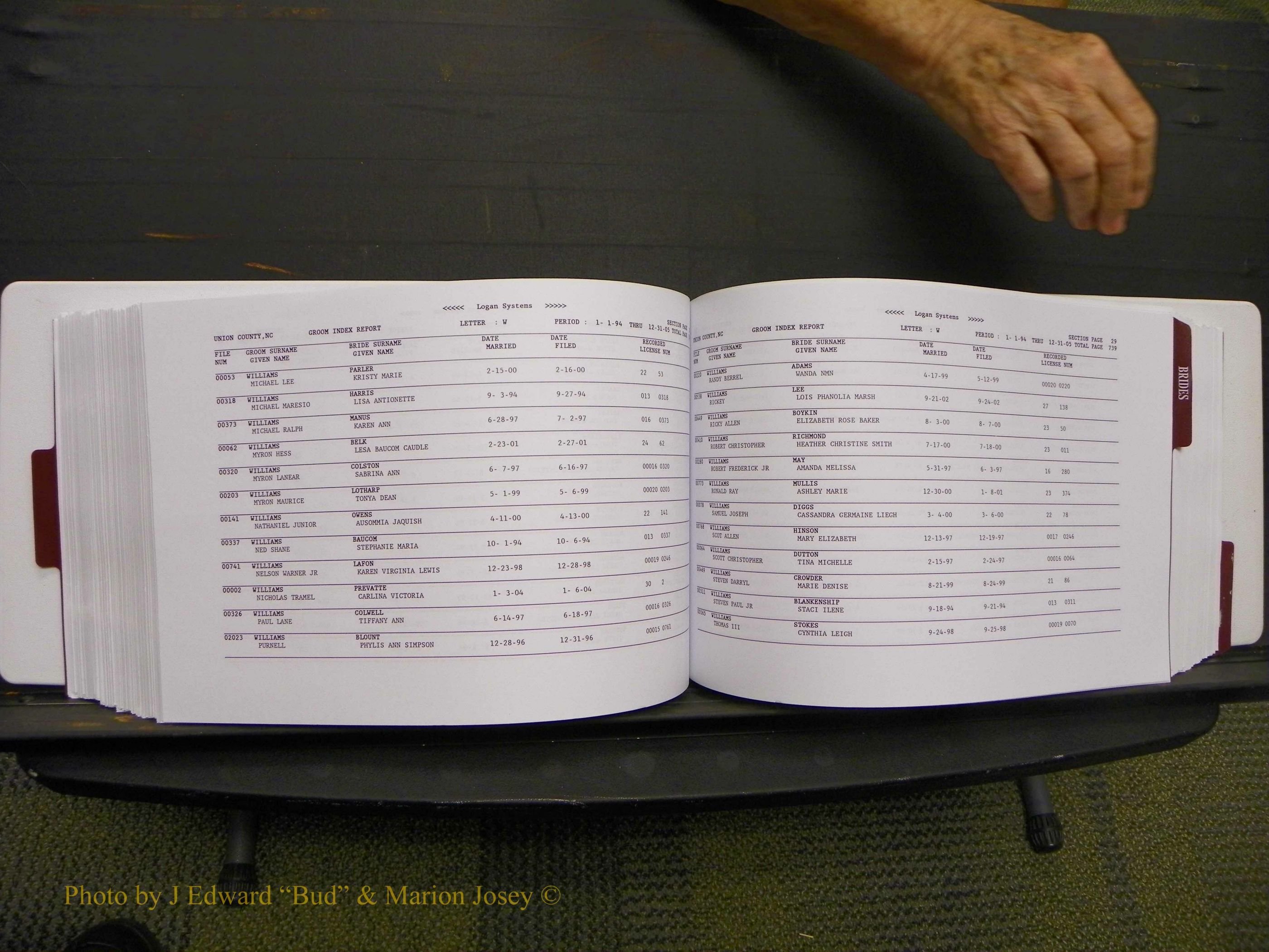 Union Co, NC Marriages Male & Female Index, 1993-2005 (375).JPG