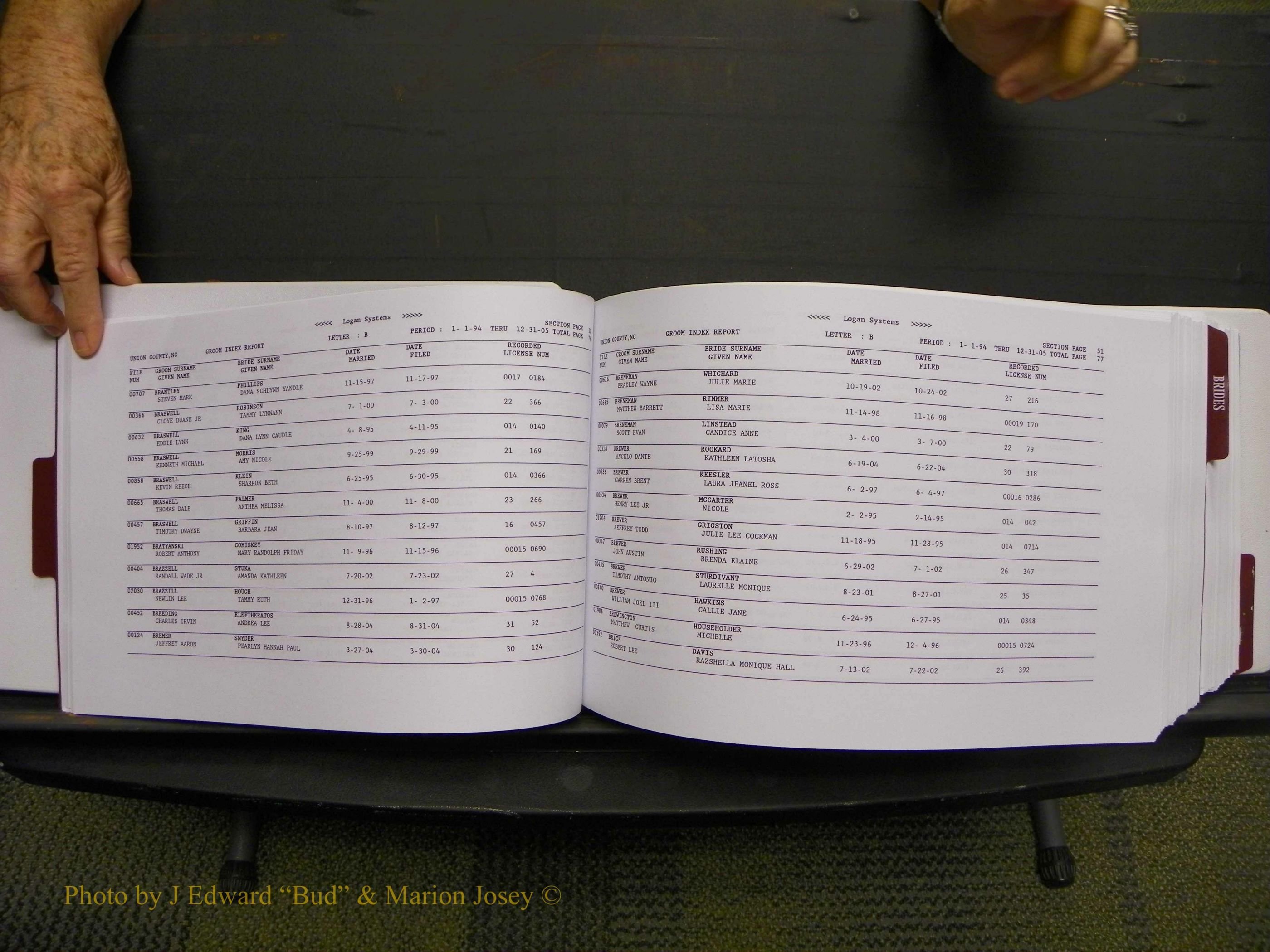 Union Co, NC Marriages Male & Female Index, 1993-2005 (41).JPG