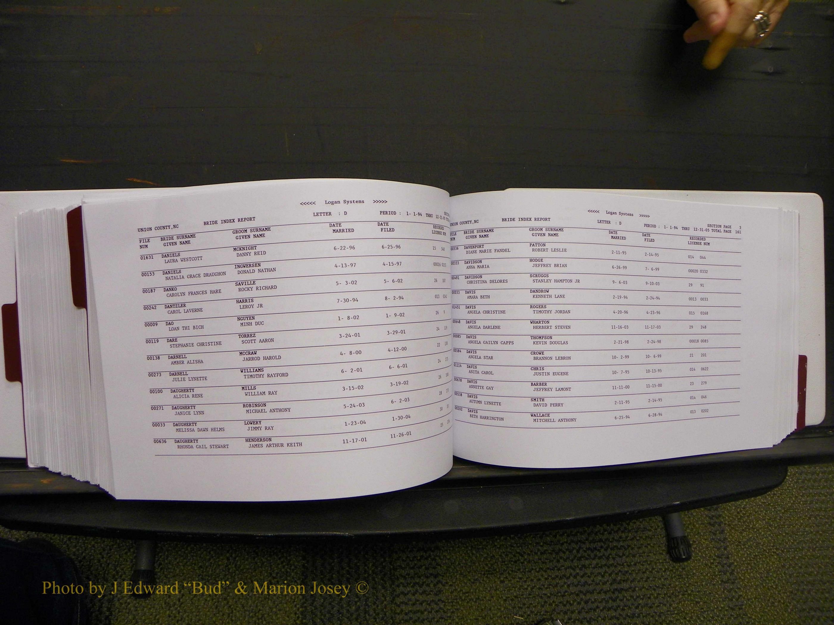 Union Co, NC Marriages Male & Female Index, 1993-2005 (468).JPG