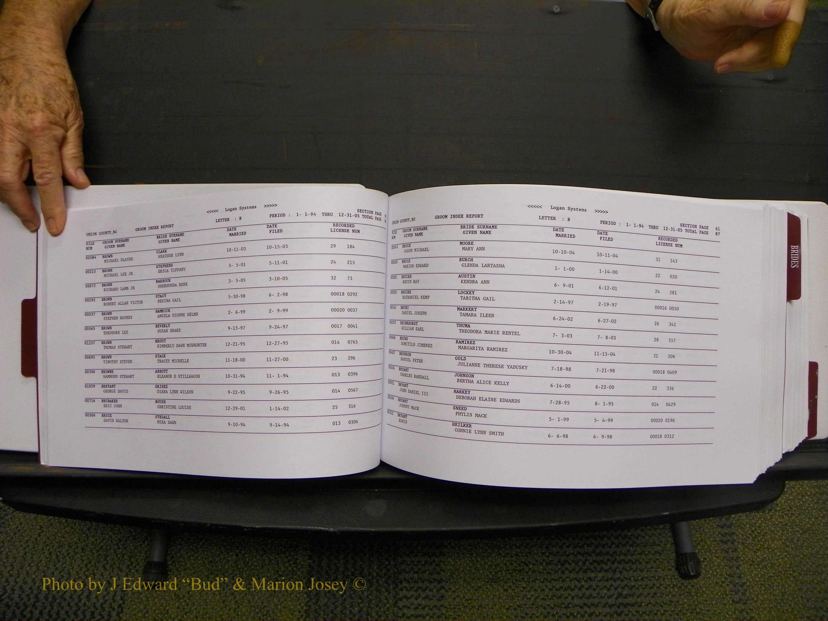 Union Co, NC Marriages Male & Female Index, 1993-2005 (47).JPG