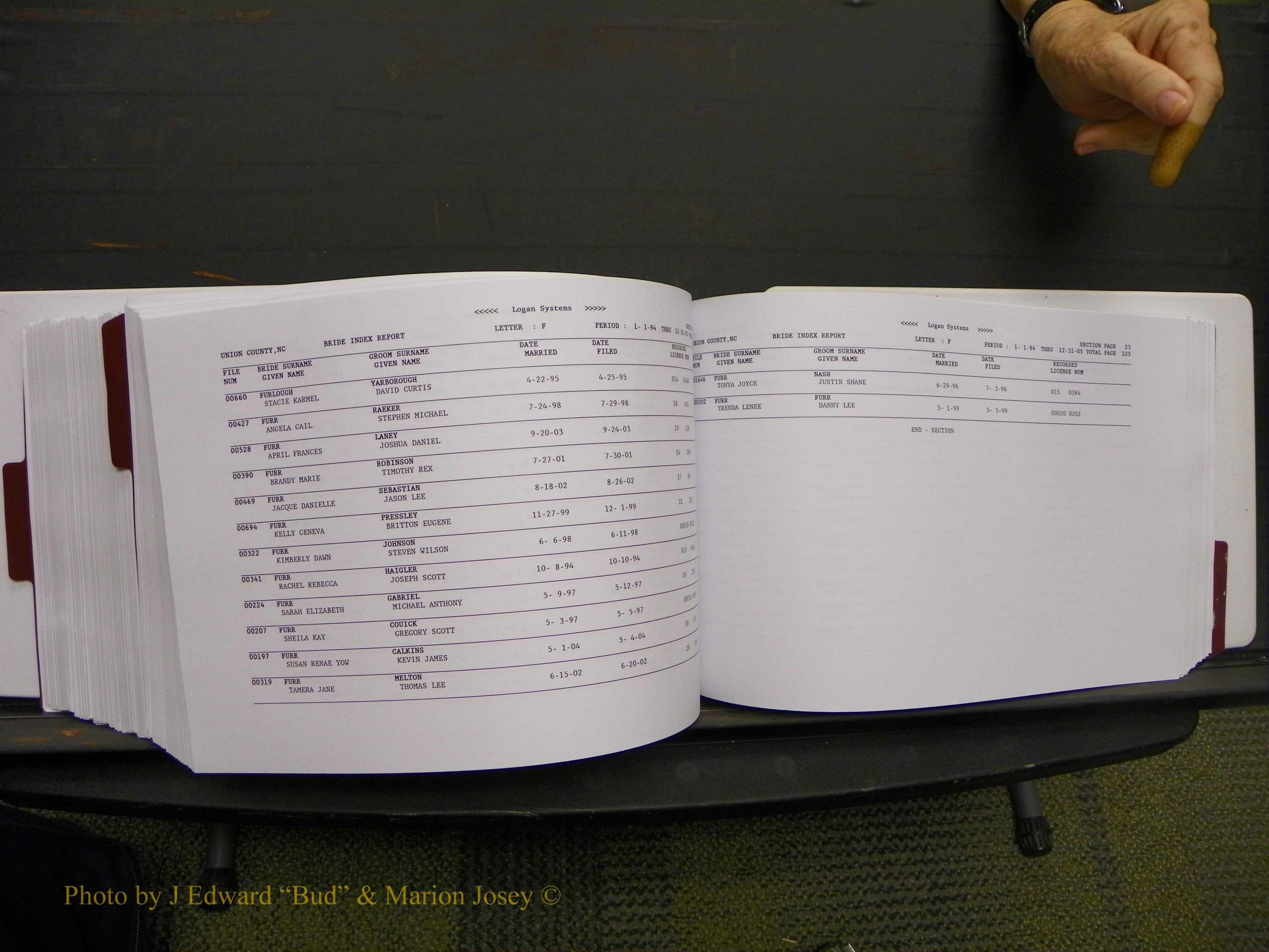Union Co, NC Marriages Male & Female Index, 1993-2005 (500).JPG
