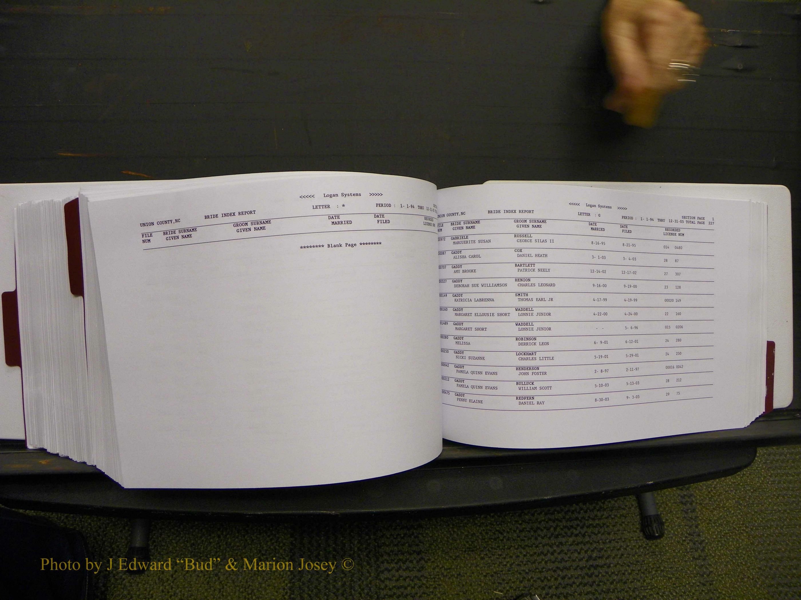 Union Co, NC Marriages Male & Female Index, 1993-2005 (501).JPG