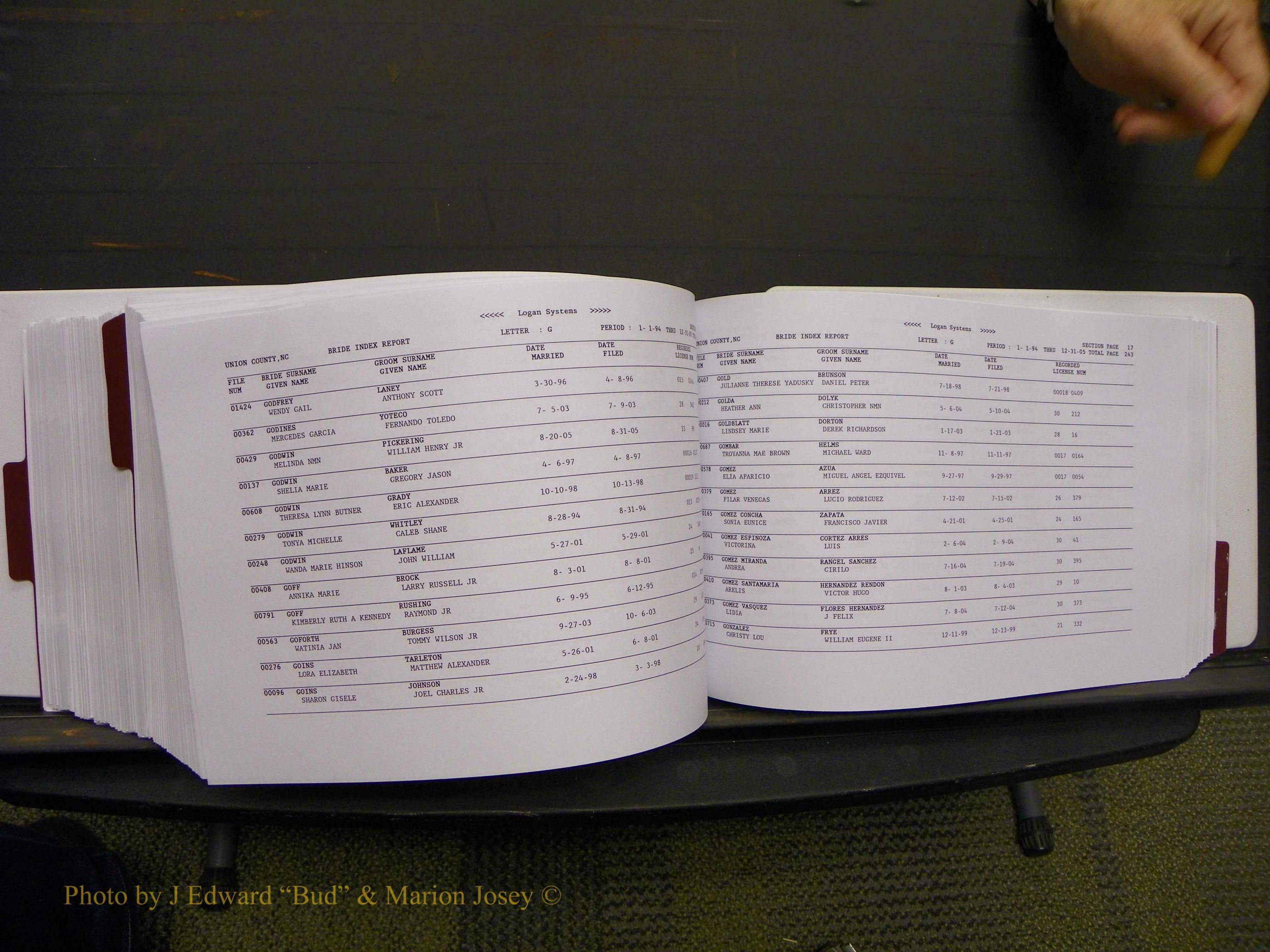 Union Co, NC Marriages Male & Female Index, 1993-2005 (510).JPG