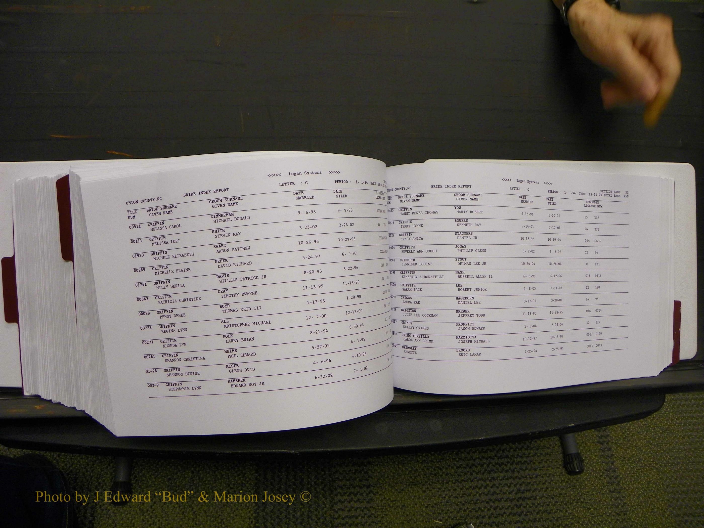 Union Co, NC Marriages Male & Female Index, 1993-2005 (516).JPG