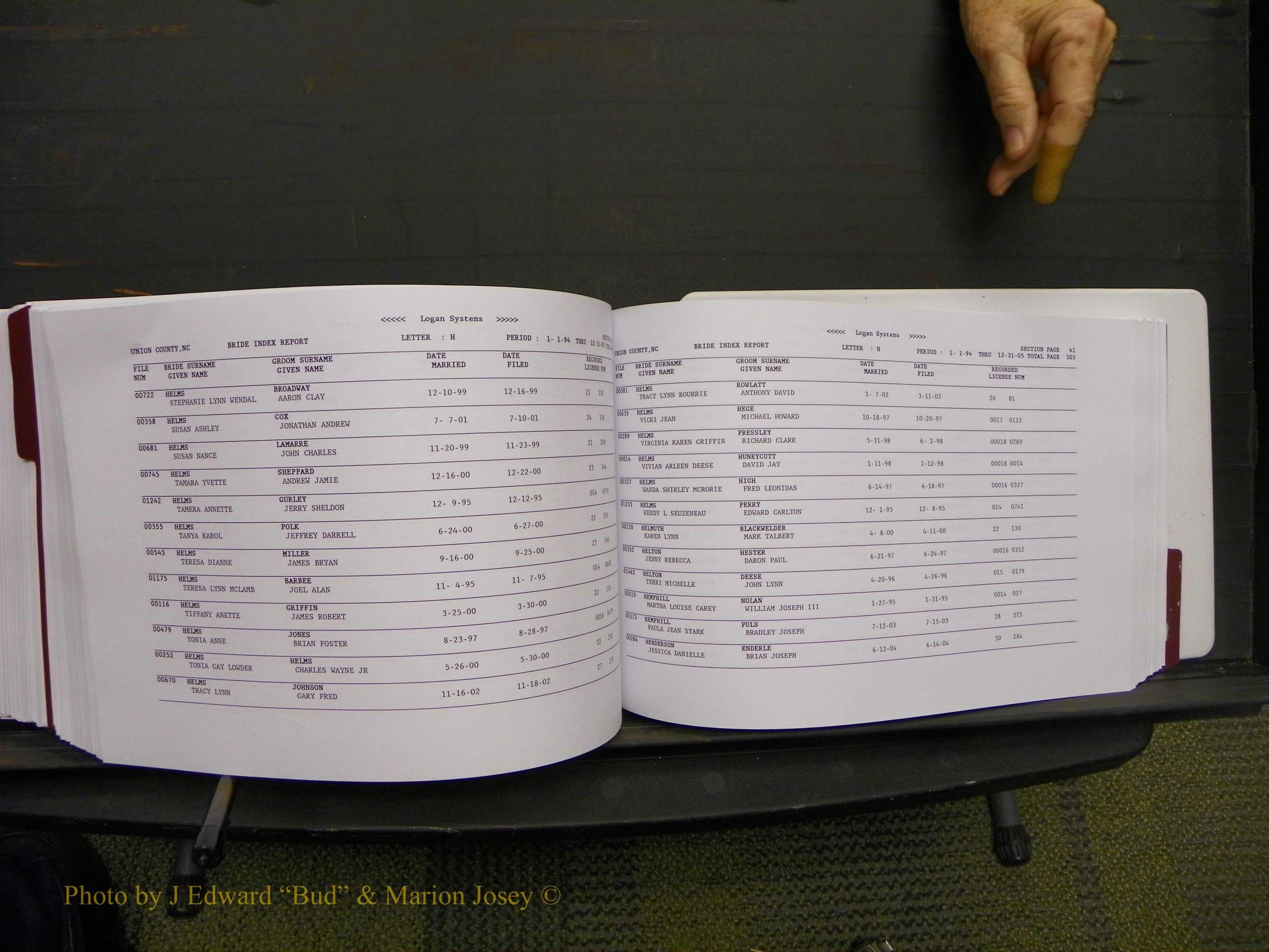 Union Co, NC Marriages Male & Female Index, 1993-2005 (540).JPG