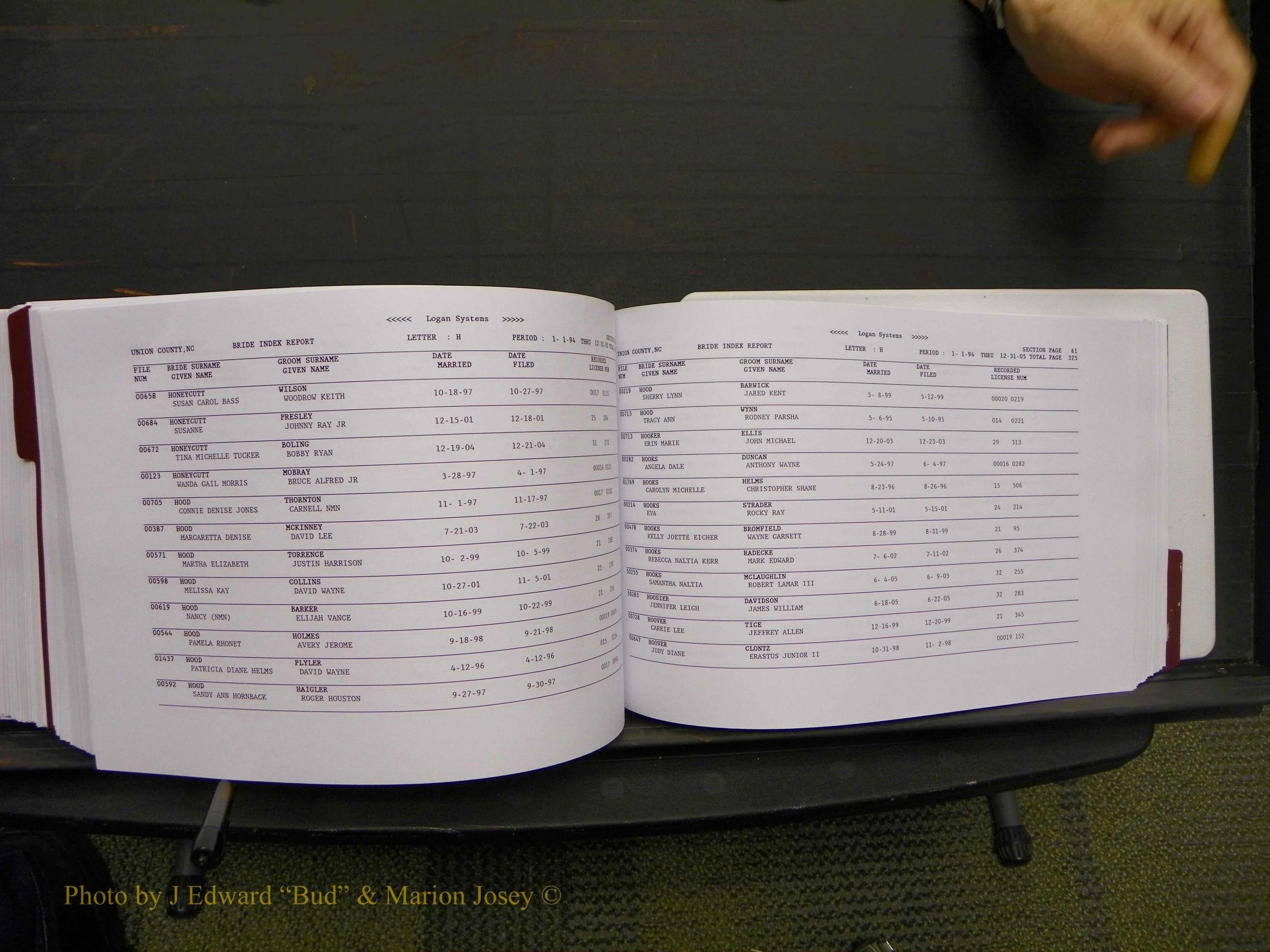 Union Co, NC Marriages Male & Female Index, 1993-2005 (550).JPG