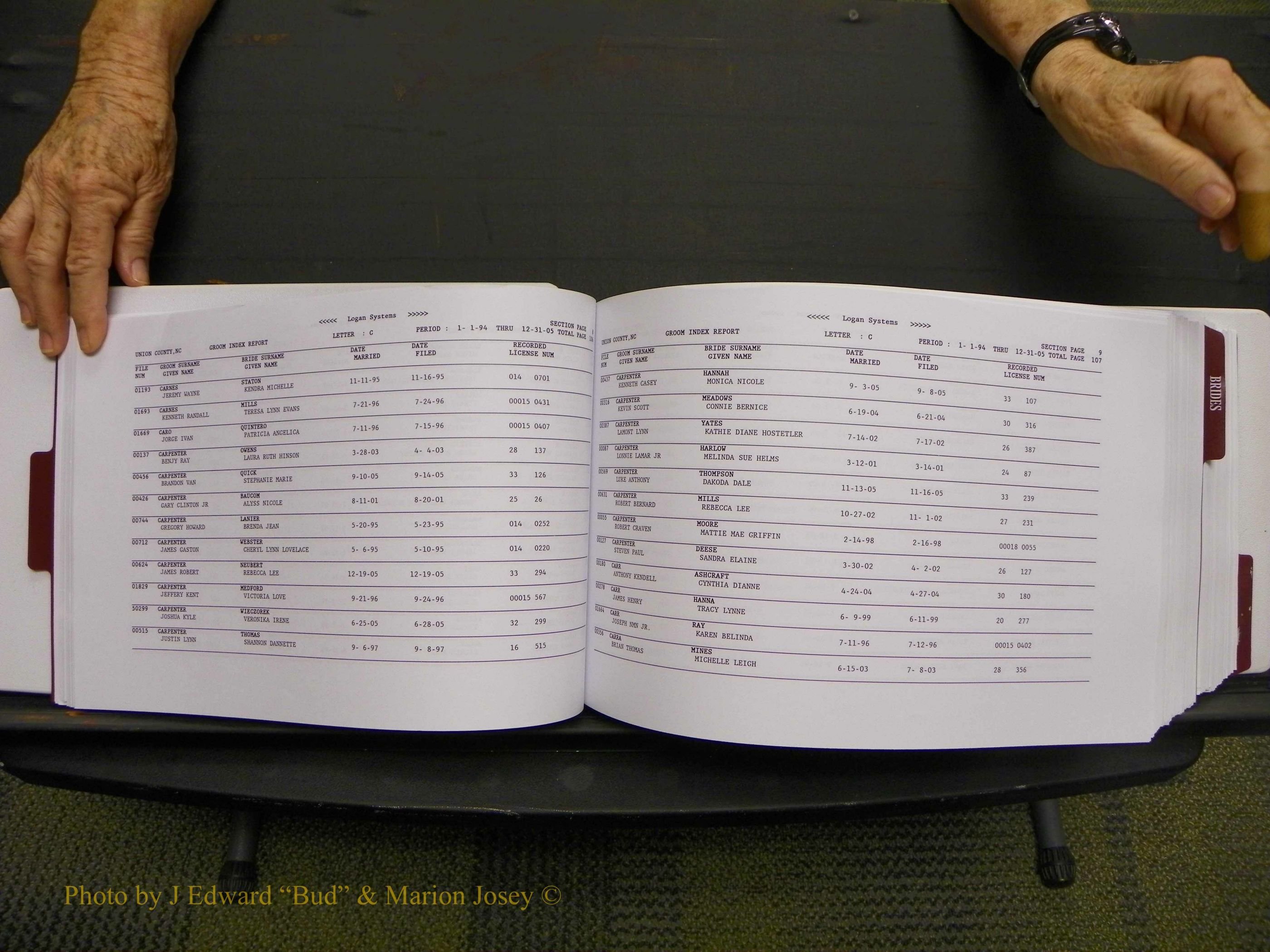Union Co, NC Marriages Male & Female Index, 1993-2005 (57).JPG