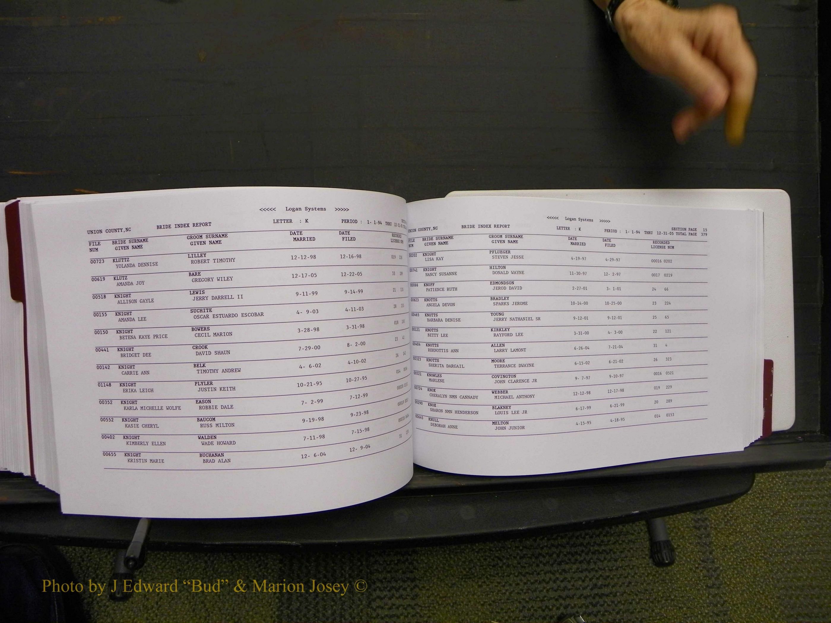 Union Co, NC Marriages Male & Female Index, 1993-2005 (577).JPG