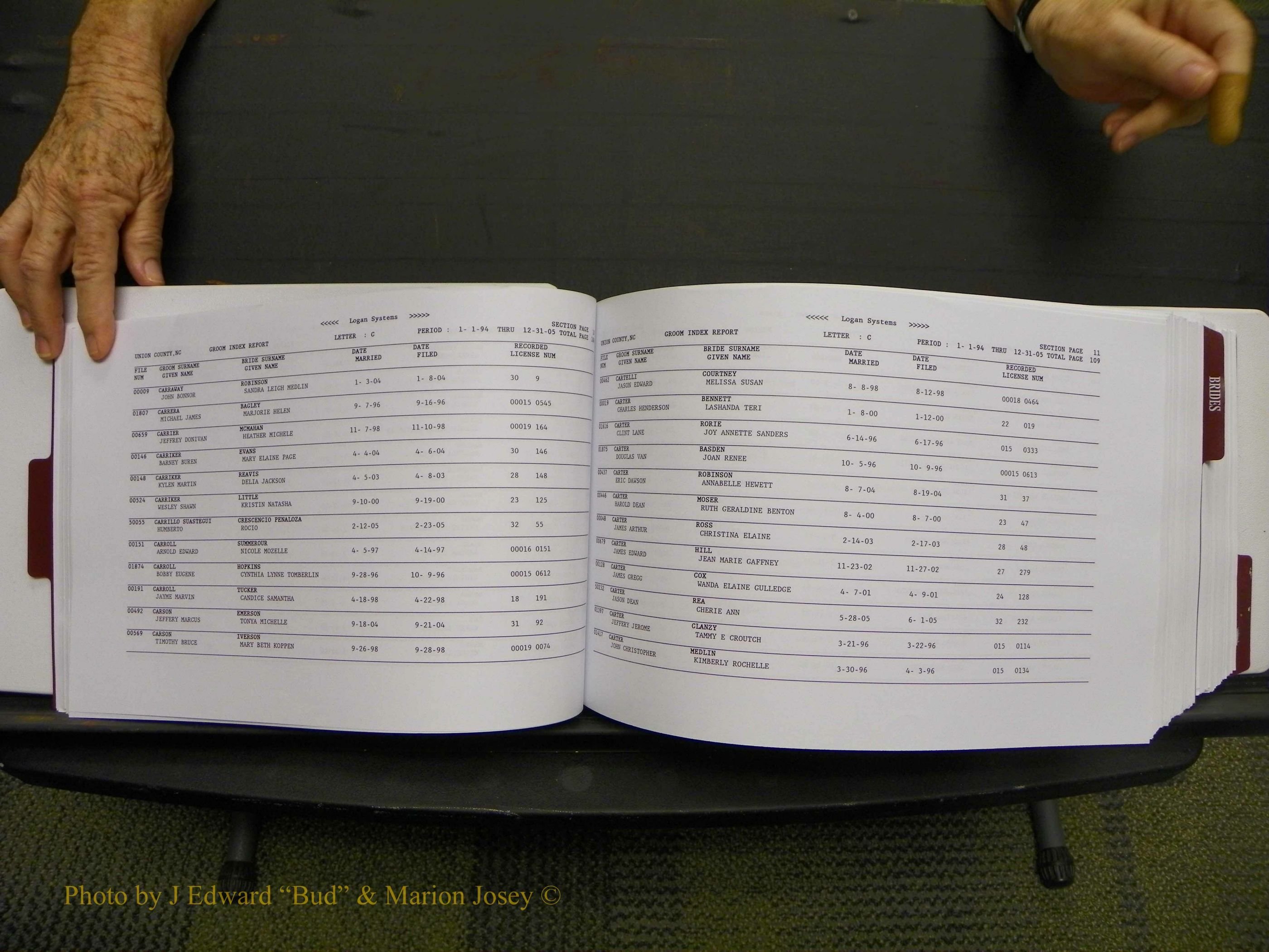 Union Co, NC Marriages Male & Female Index, 1993-2005 (58).JPG