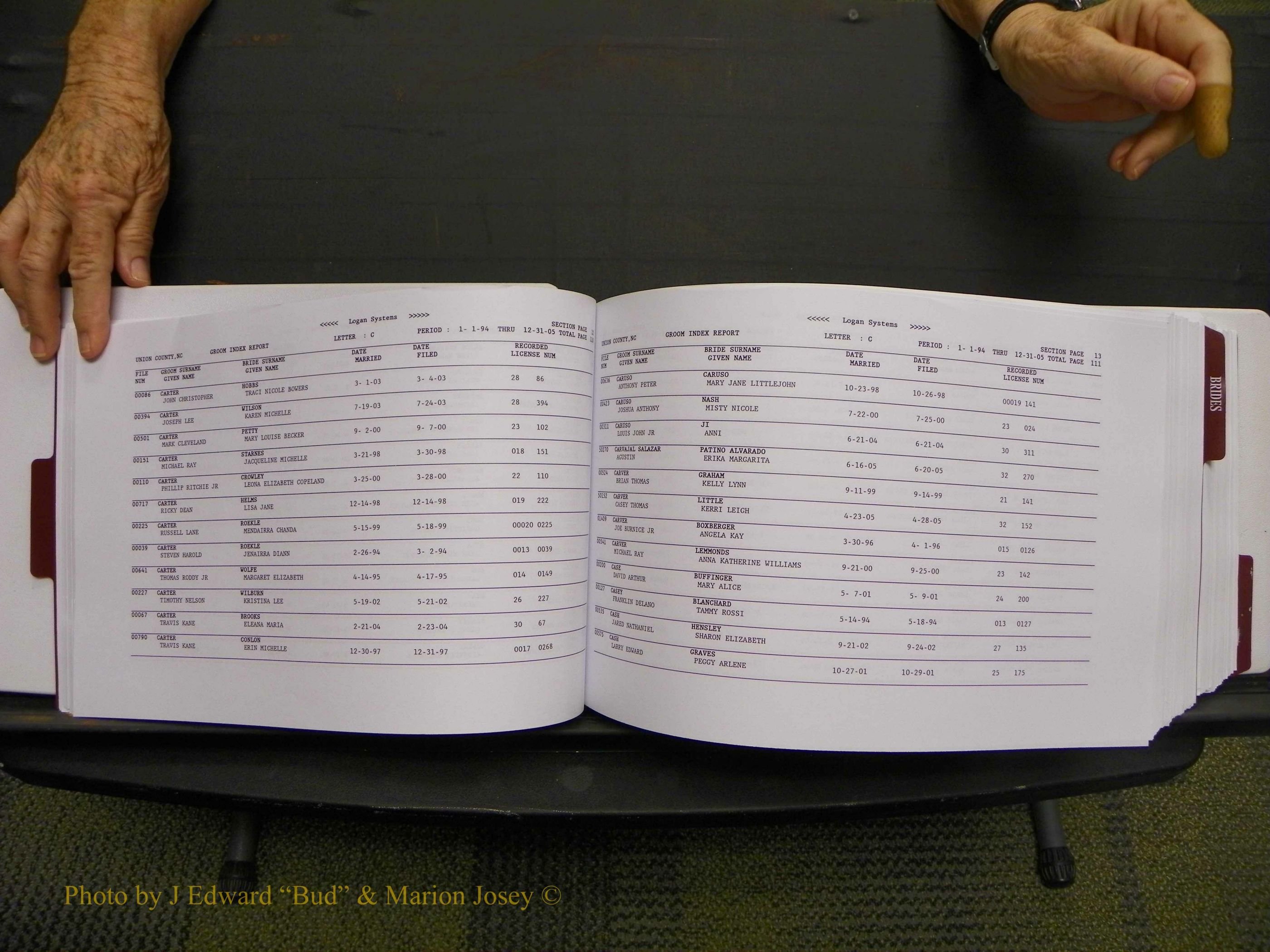 Union Co, NC Marriages Male & Female Index, 1993-2005 (59).JPG
