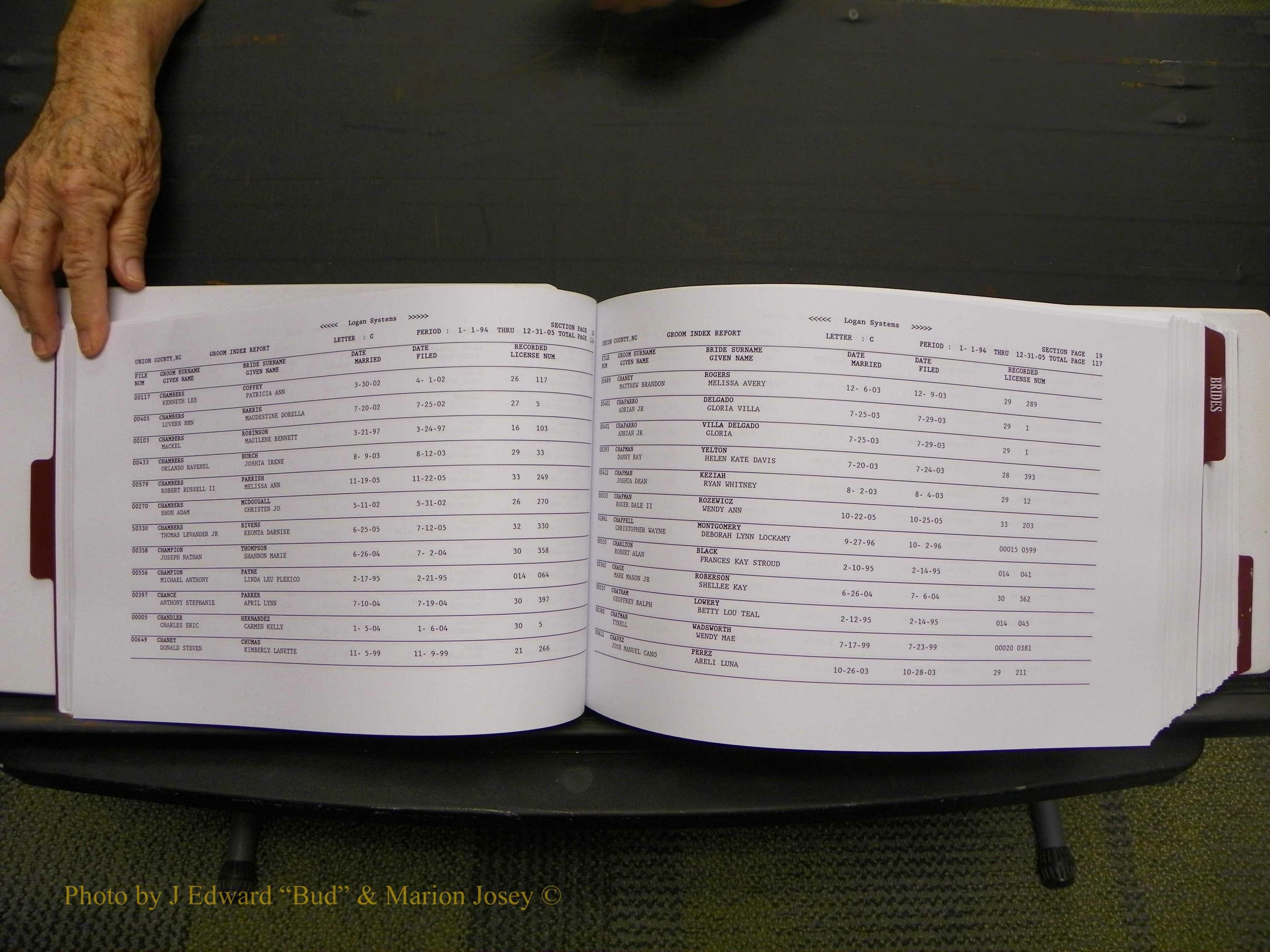 Union Co, NC Marriages Male & Female Index, 1993-2005 (62).JPG