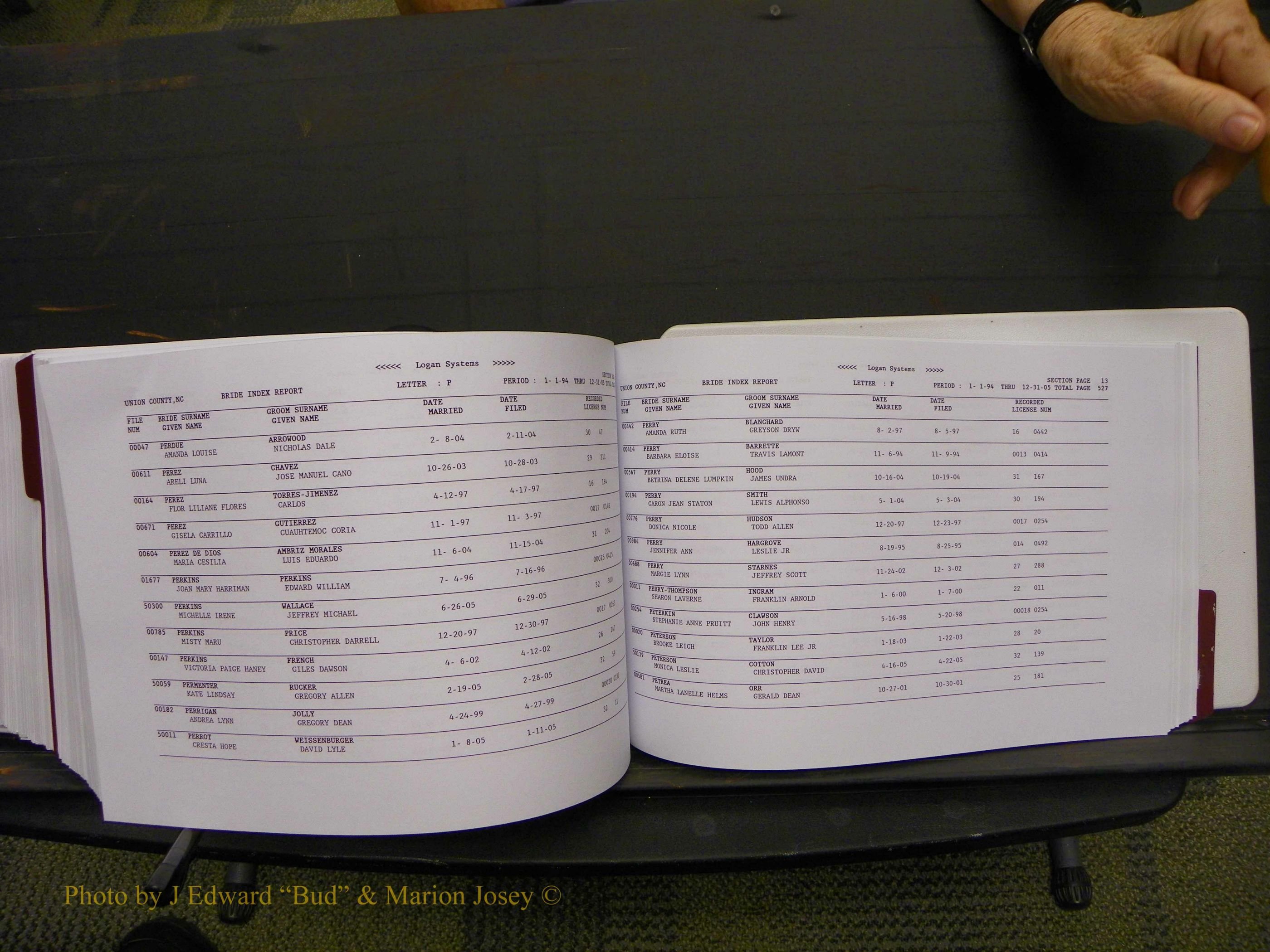 Union Co, NC Marriages Male & Female Index, 1993-2005 (652).JPG