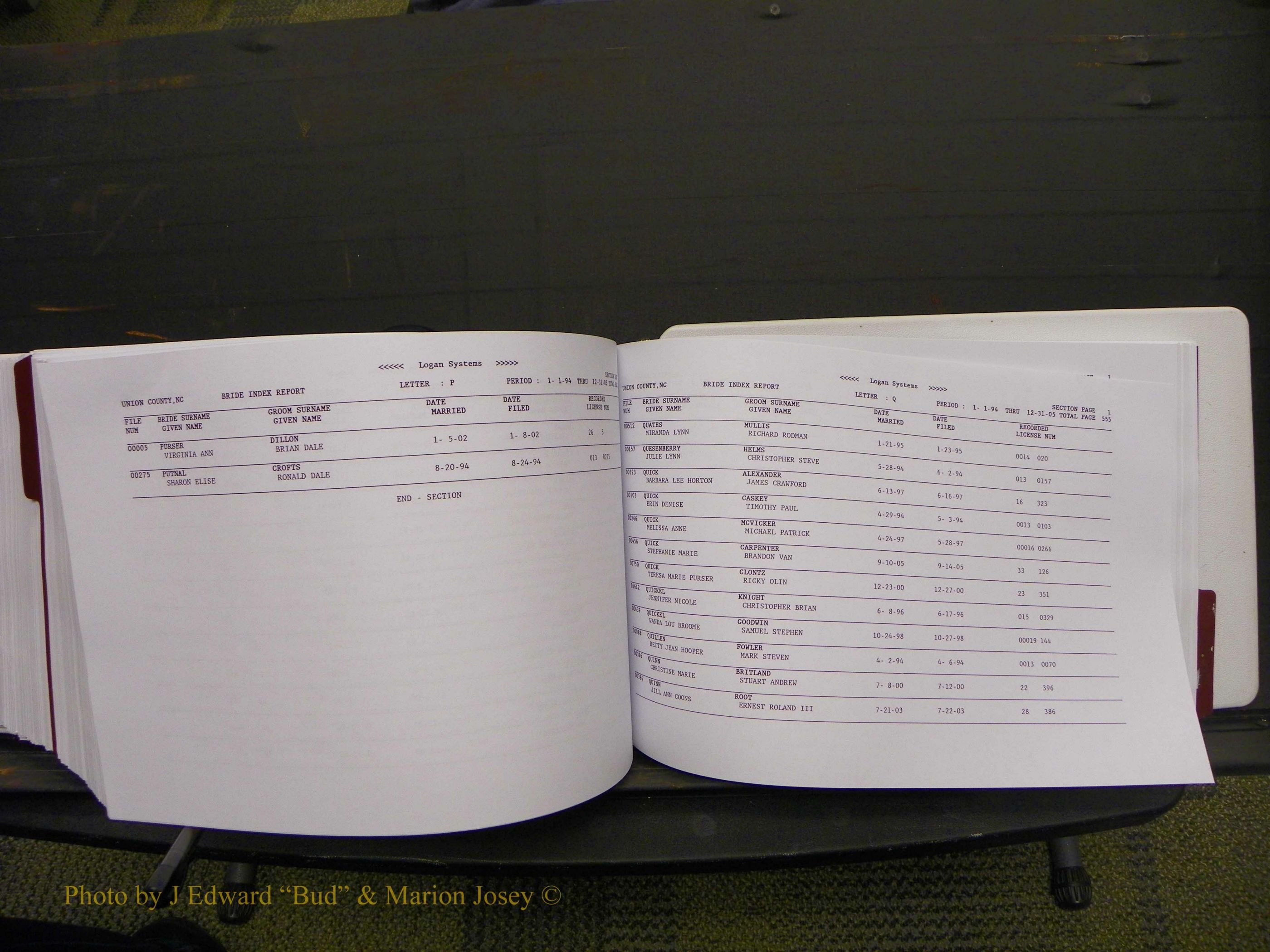 Union Co, NC Marriages Male & Female Index, 1993-2005 (666).JPG