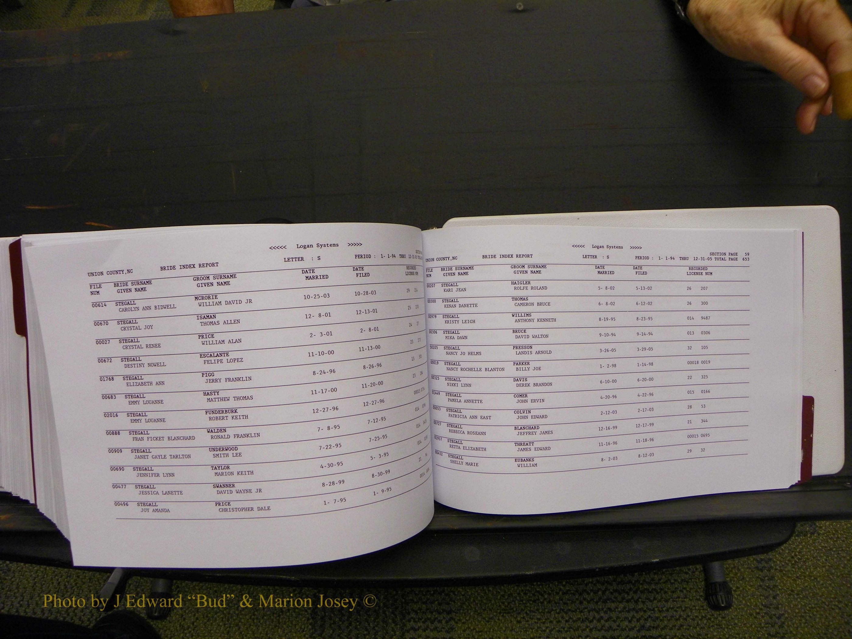 Union Co, NC Marriages Male & Female Index, 1993-2005 (716).JPG