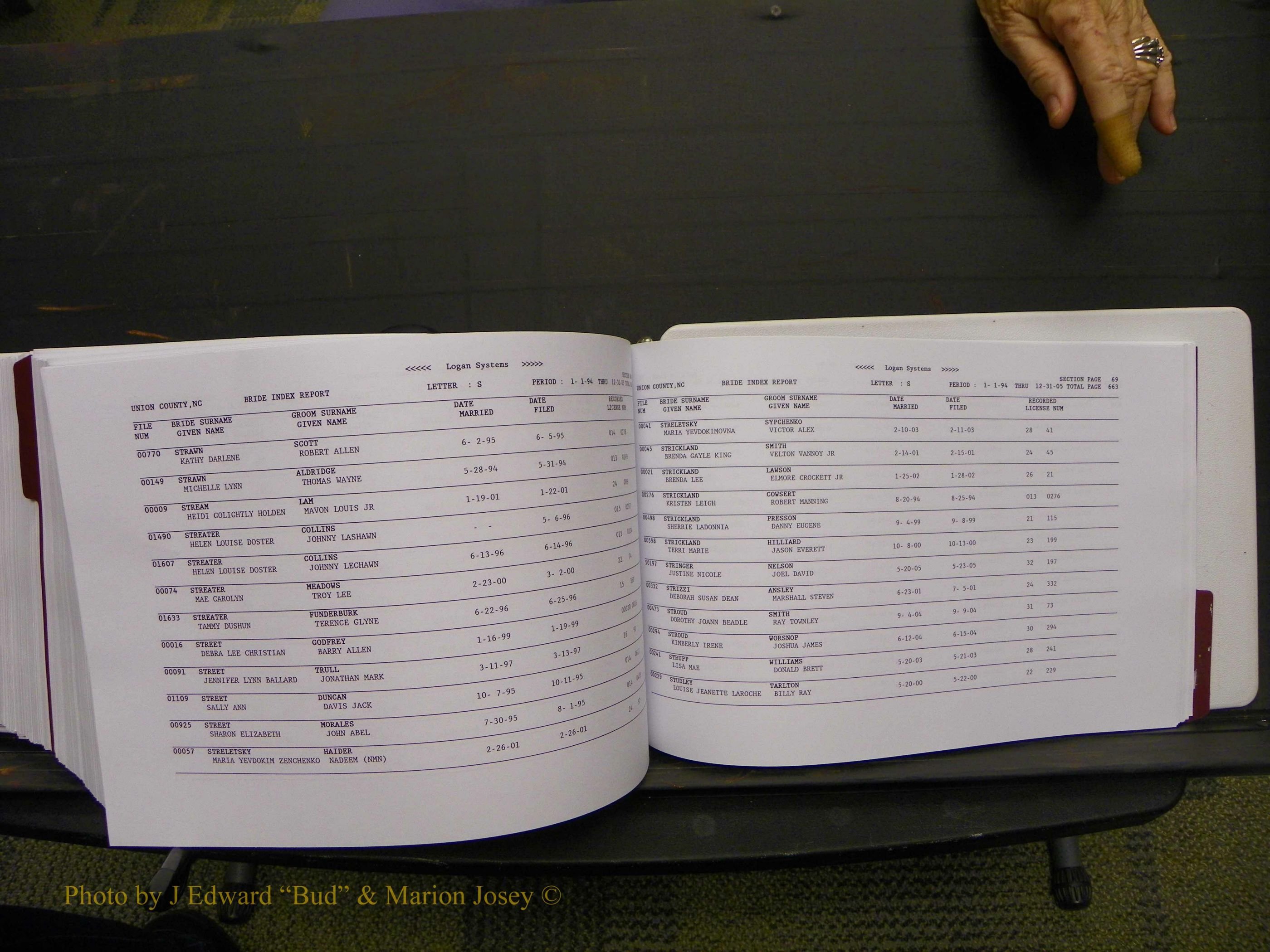 Union Co, NC Marriages Male & Female Index, 1993-2005 (721).JPG