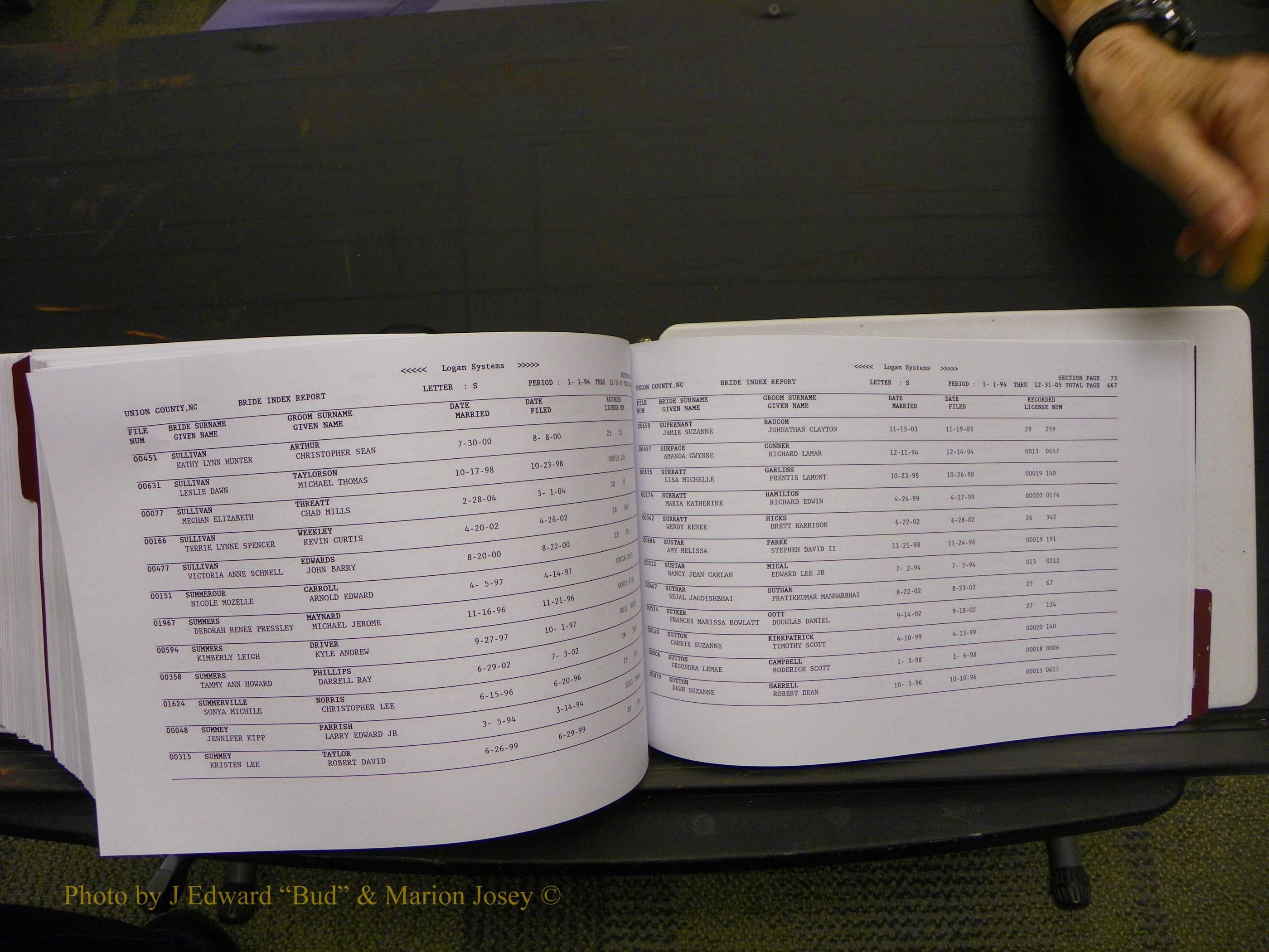 Union Co, NC Marriages Male & Female Index, 1993-2005 (723).JPG