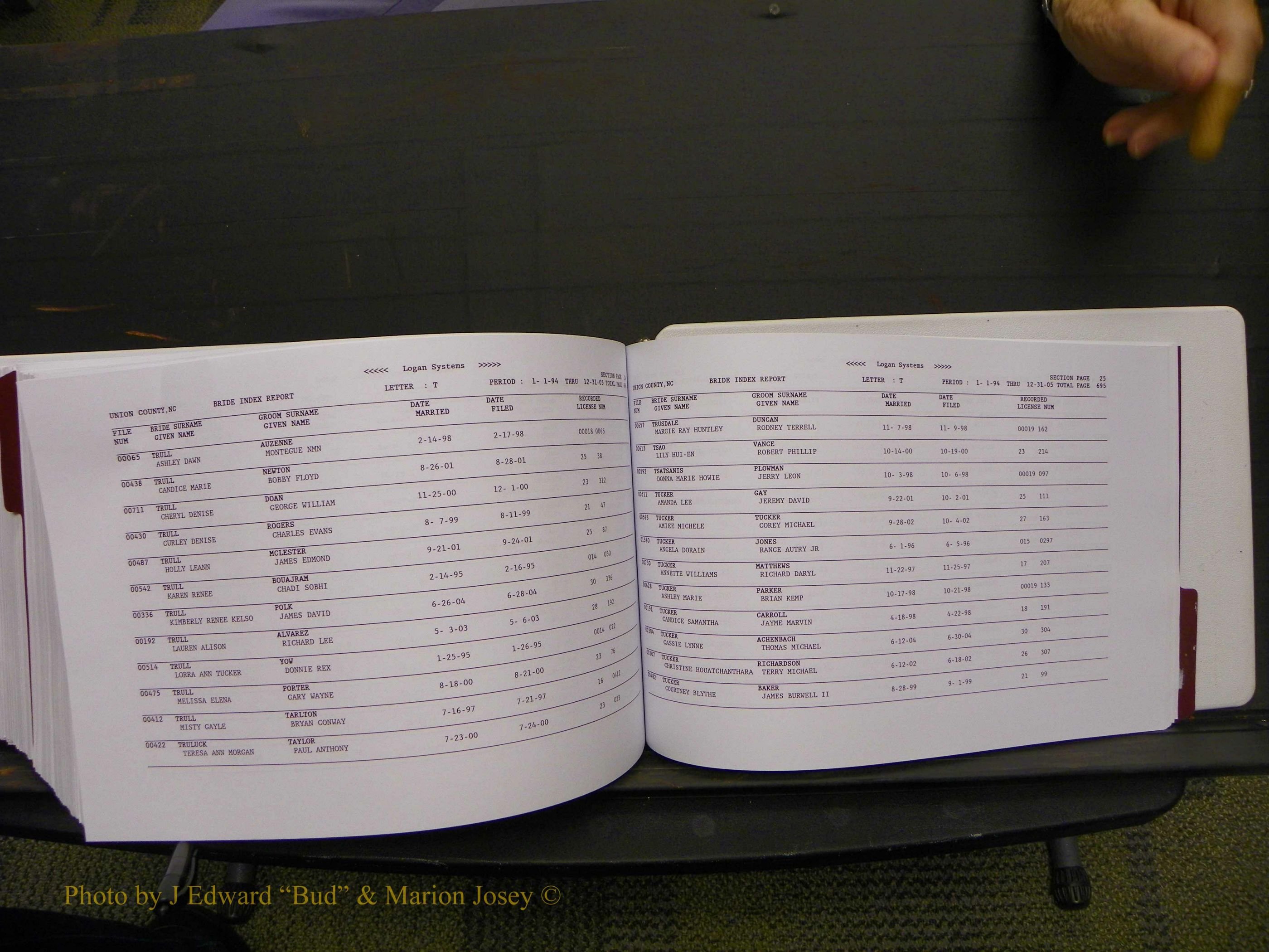 Union Co, NC Marriages Male & Female Index, 1993-2005 (738).JPG