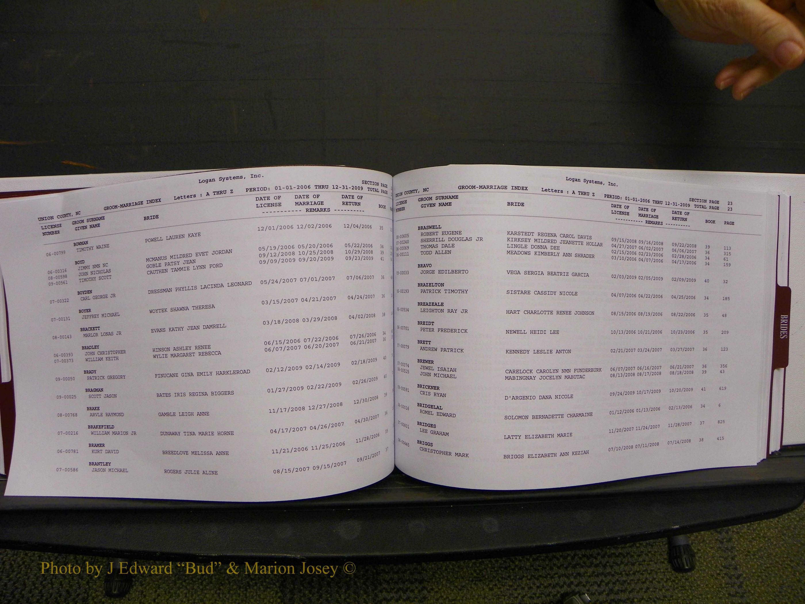 Union Co, NC Marriages Male & Female Index, 2006-2010 (139).JPG