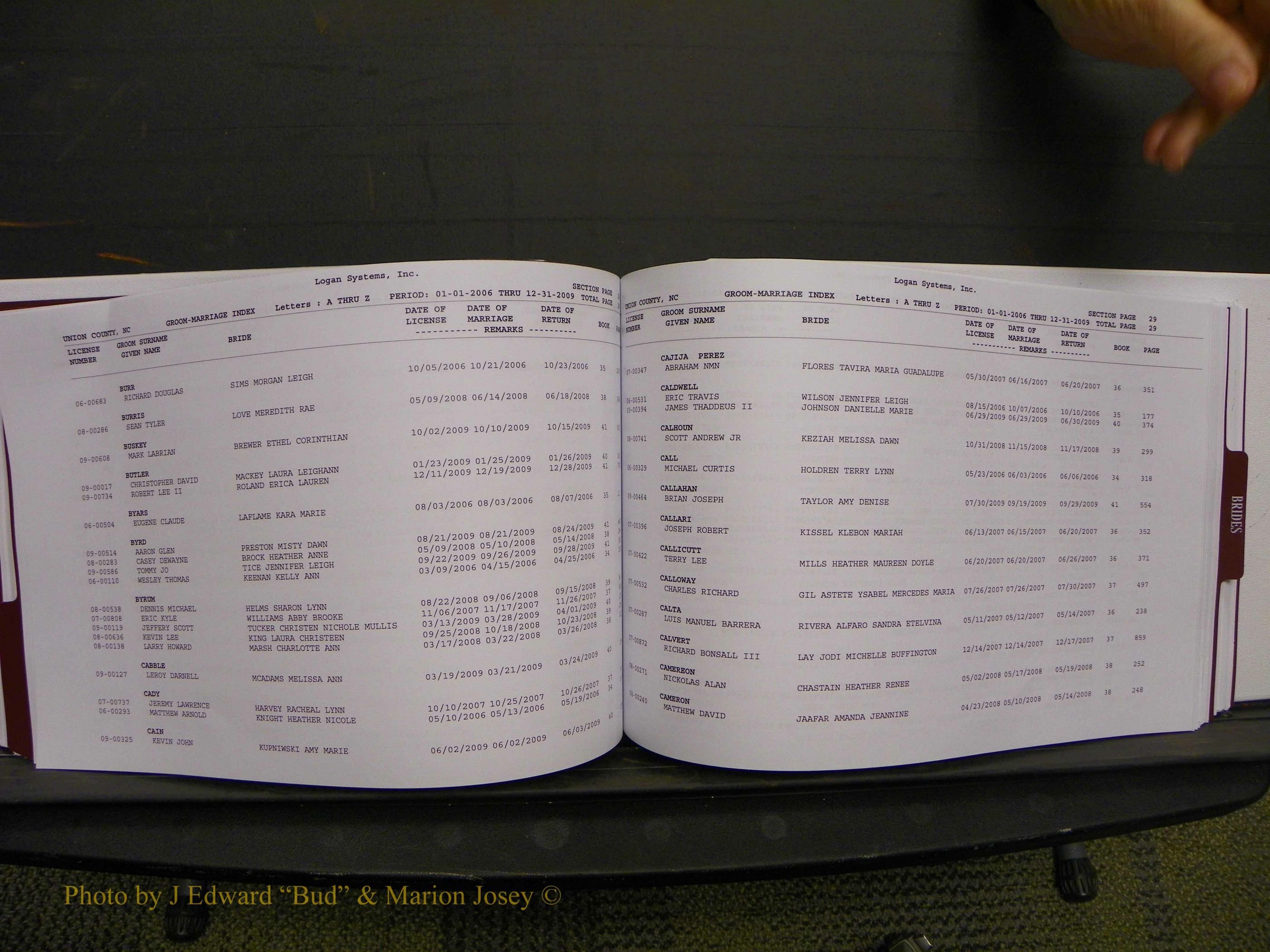 Union Co, NC Marriages Male & Female Index, 2006-2010 (142).JPG