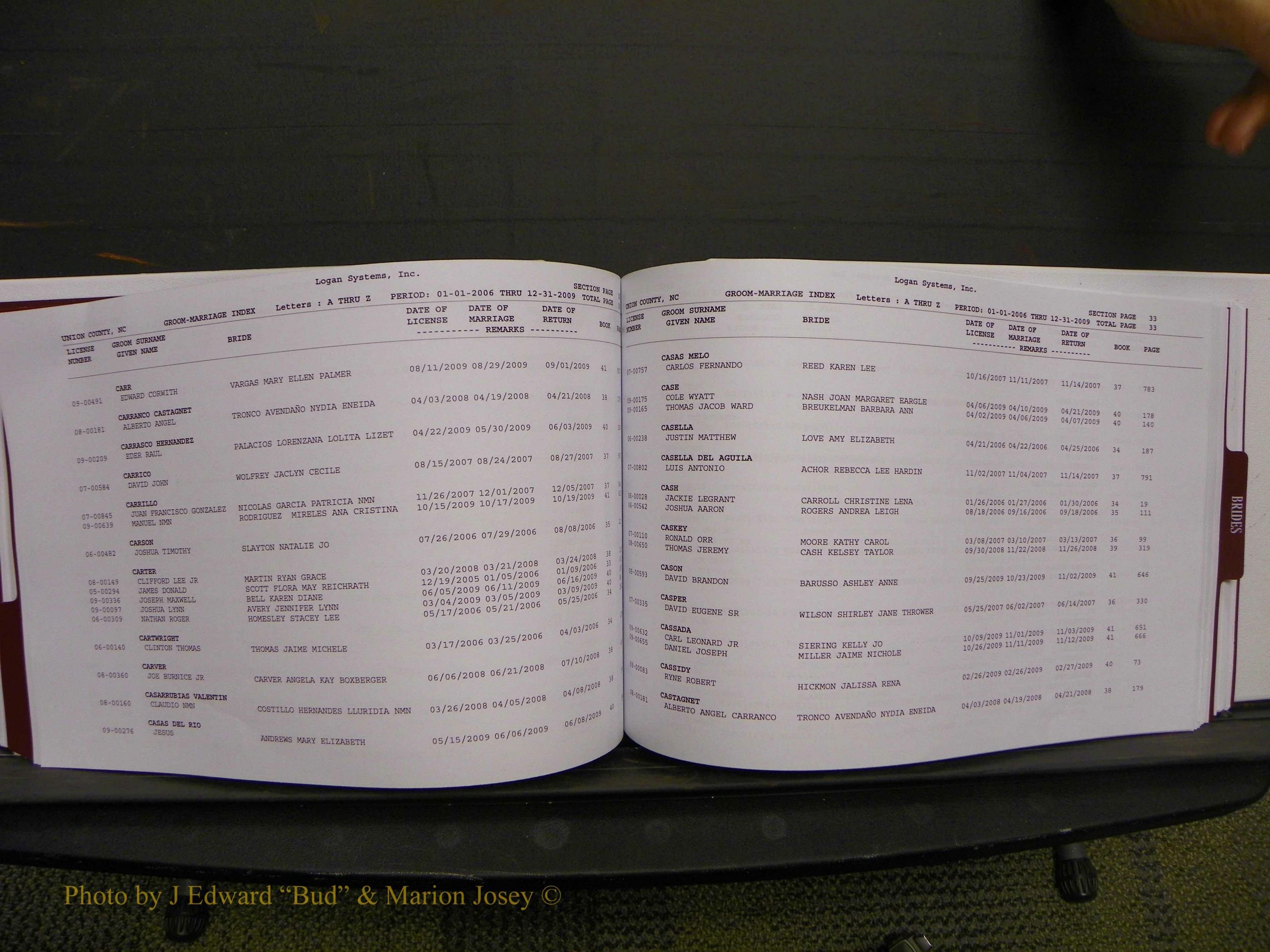 Union Co, NC Marriages Male & Female Index, 2006-2010 (143).JPG