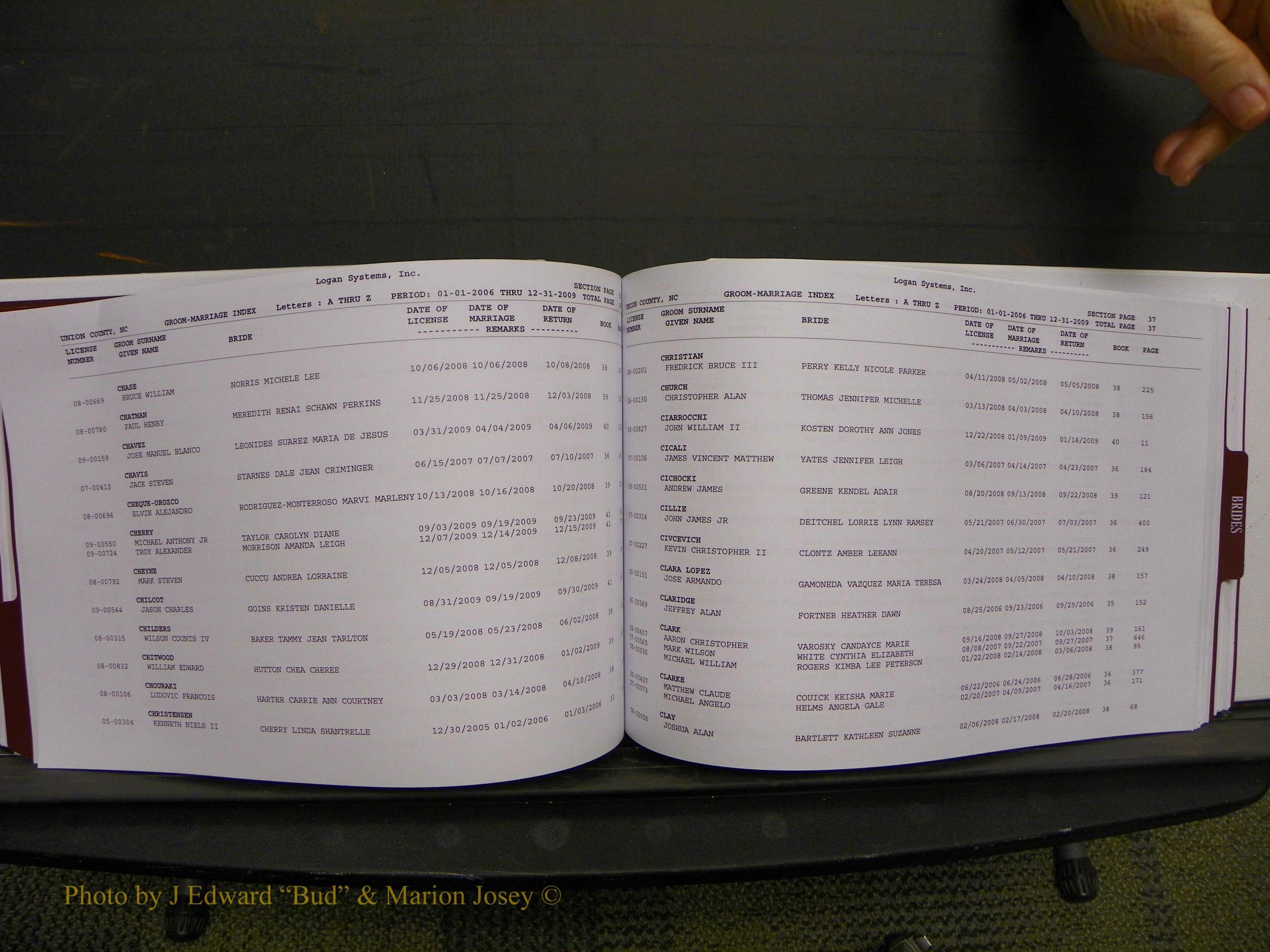 Union Co, NC Marriages Male & Female Index, 2006-2010 (146).JPG