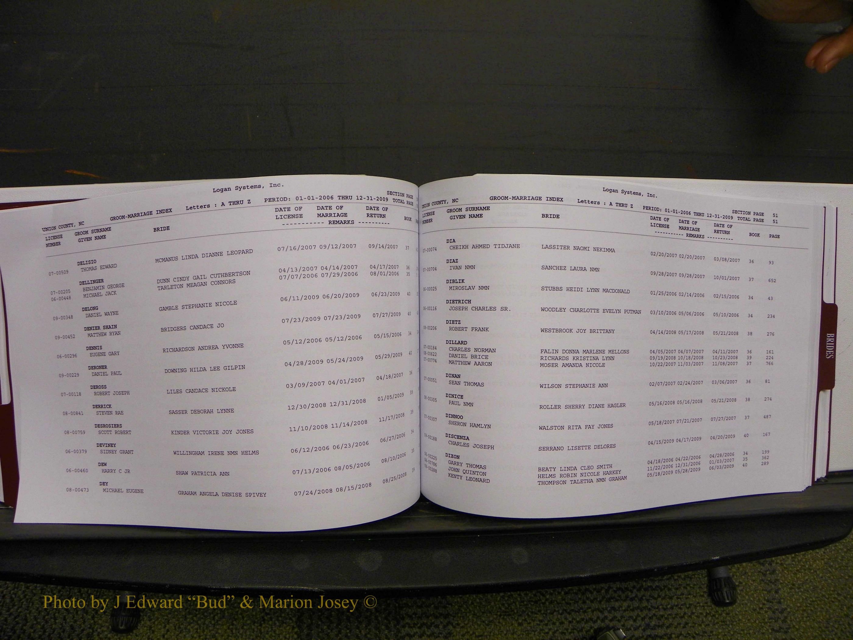 Union Co, NC Marriages Male & Female Index, 2006-2010 (153).JPG