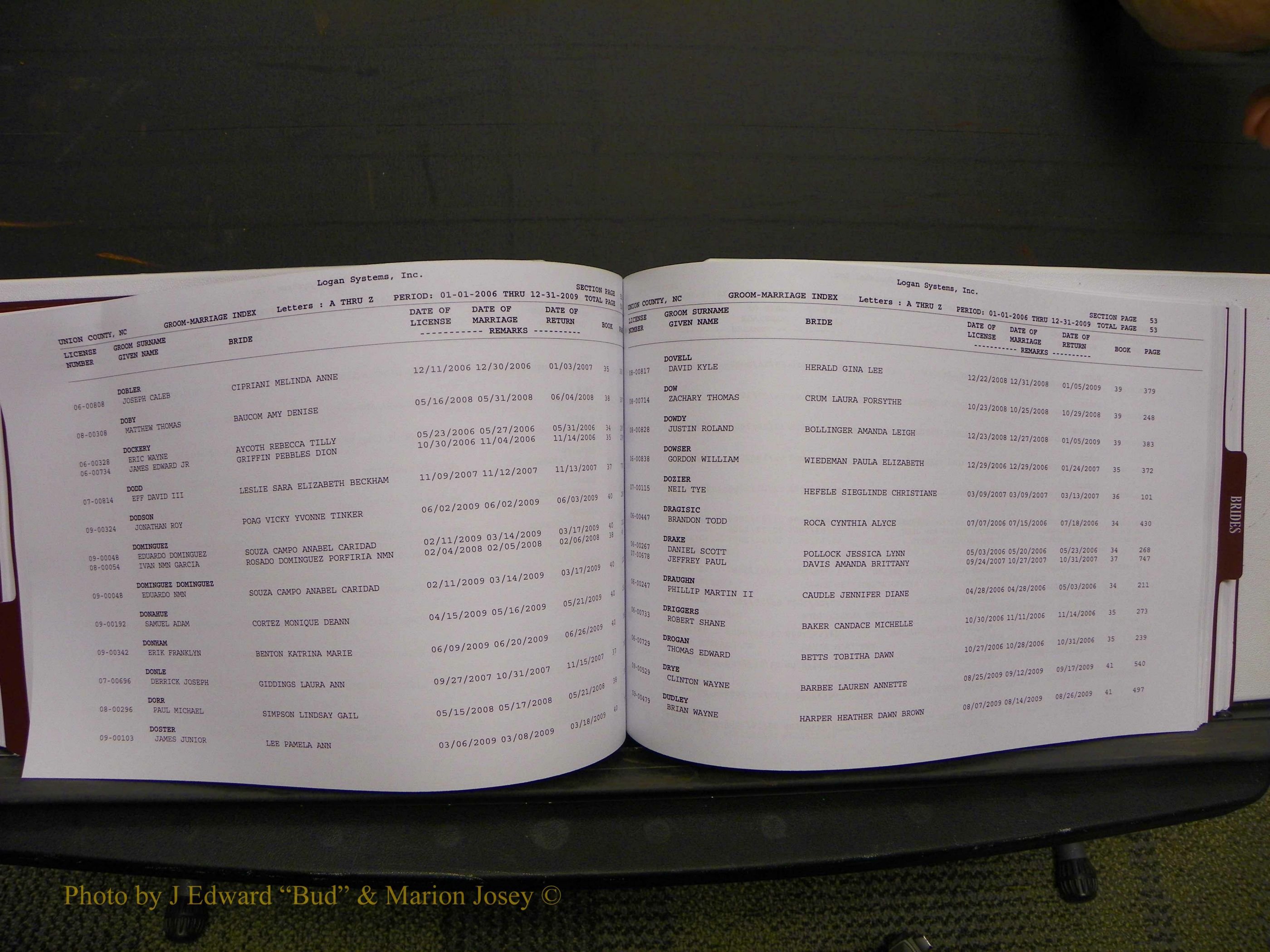 Union Co, NC Marriages Male & Female Index, 2006-2010 (155).JPG