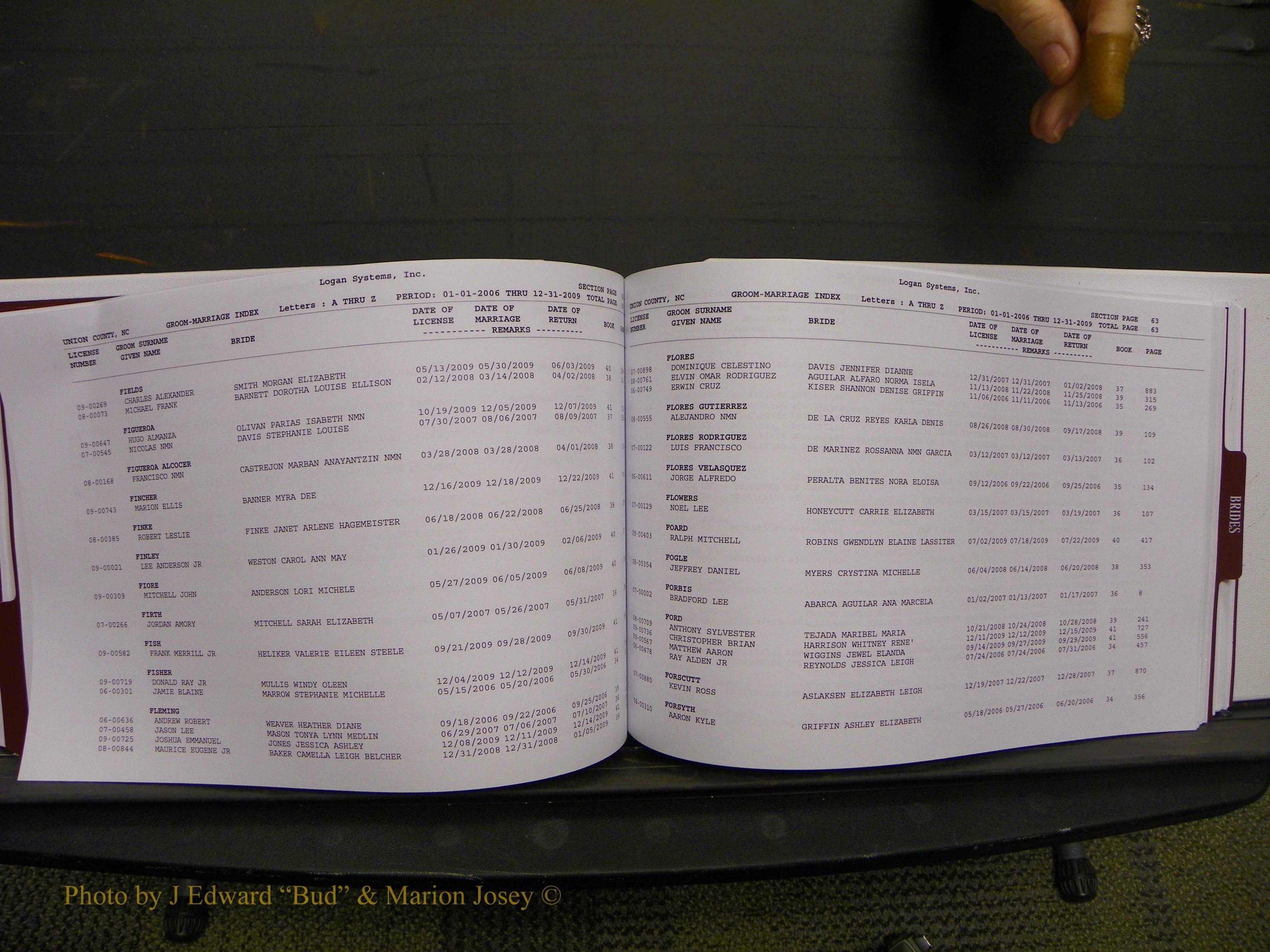 Union Co, NC Marriages Male & Female Index, 2006-2010 (158).JPG