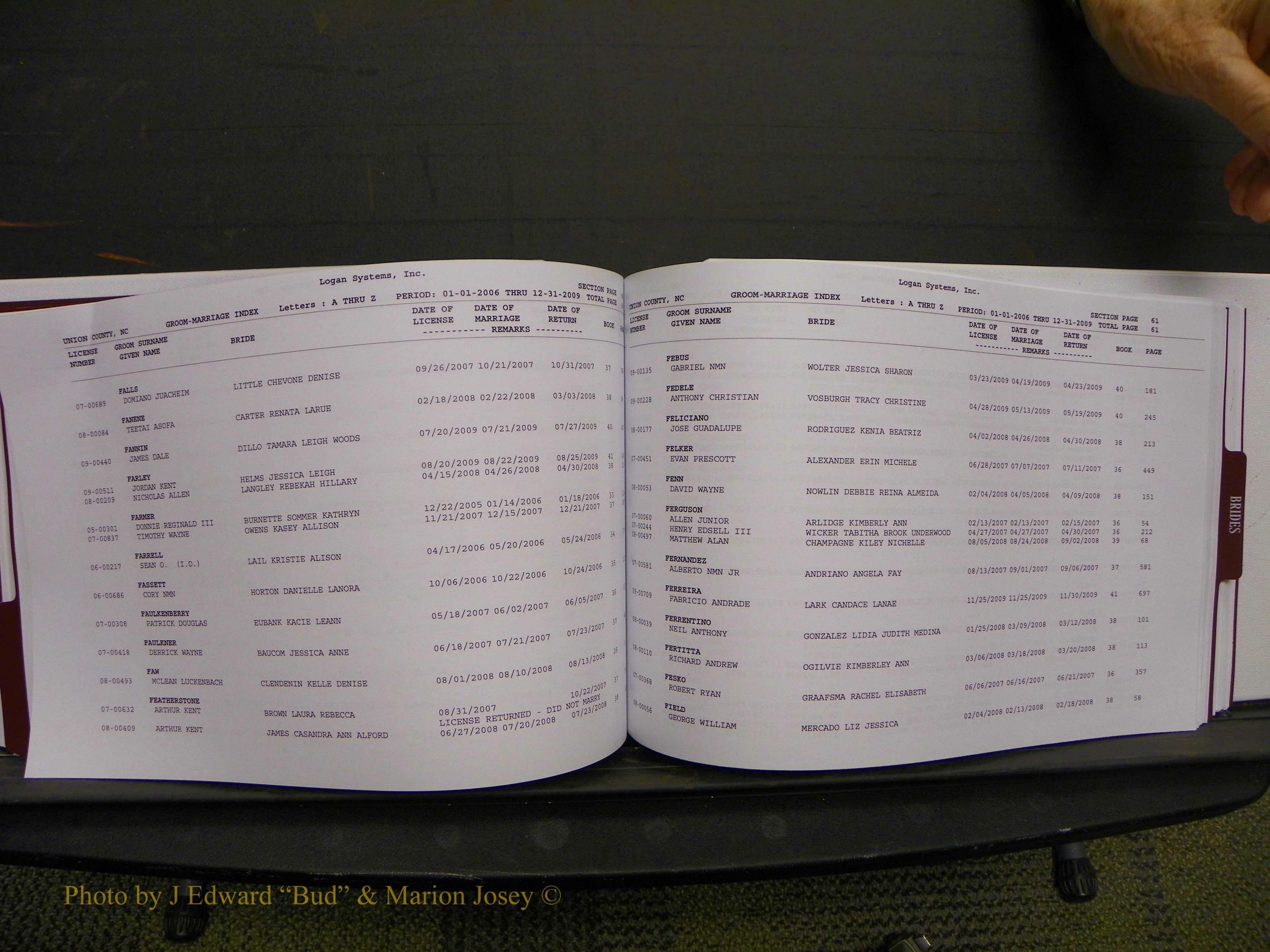 Union Co, NC Marriages Male & Female Index, 2006-2010 (159).JPG