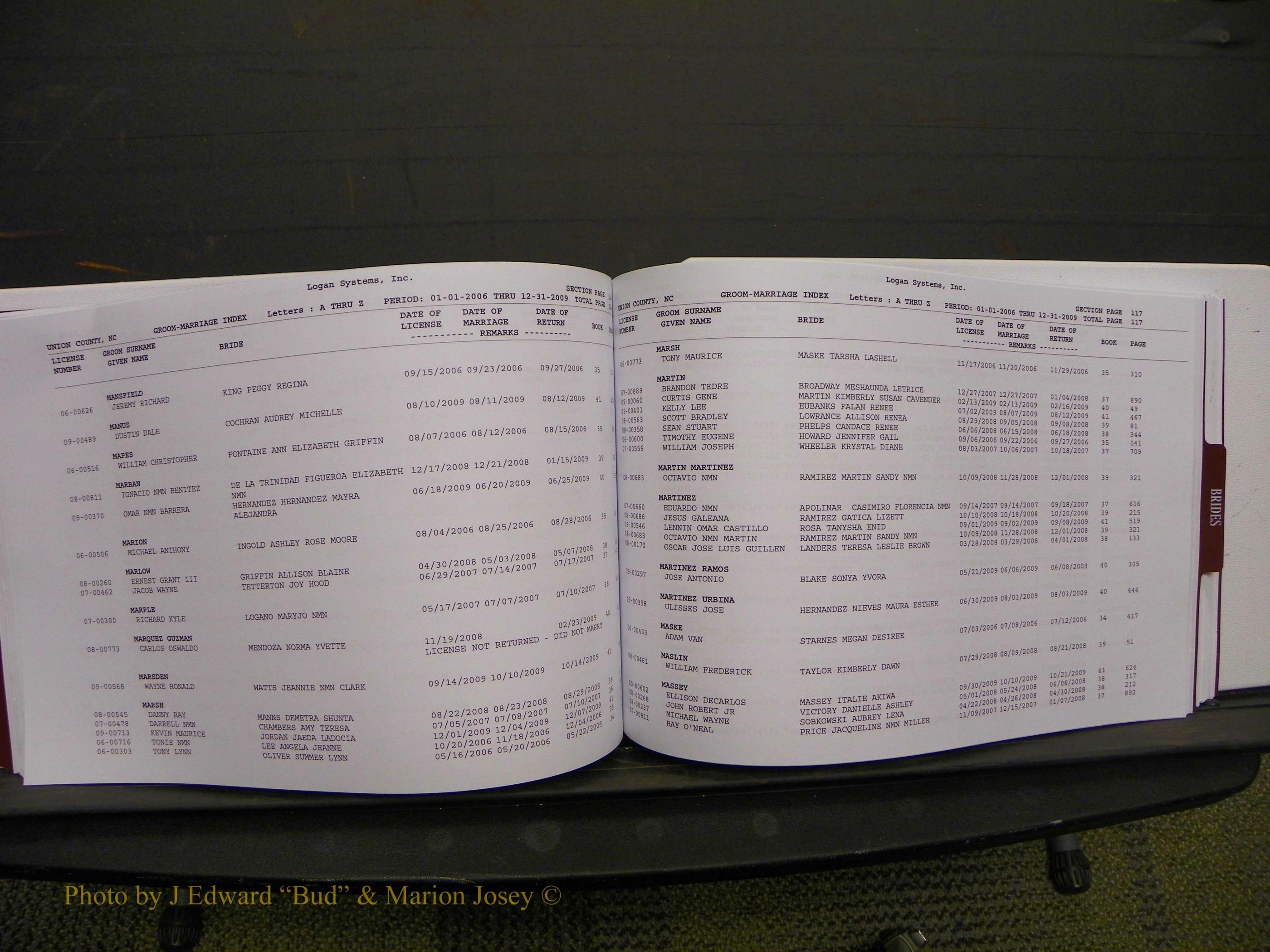 Union Co, NC Marriages Male & Female Index, 2006-2010 (185).JPG