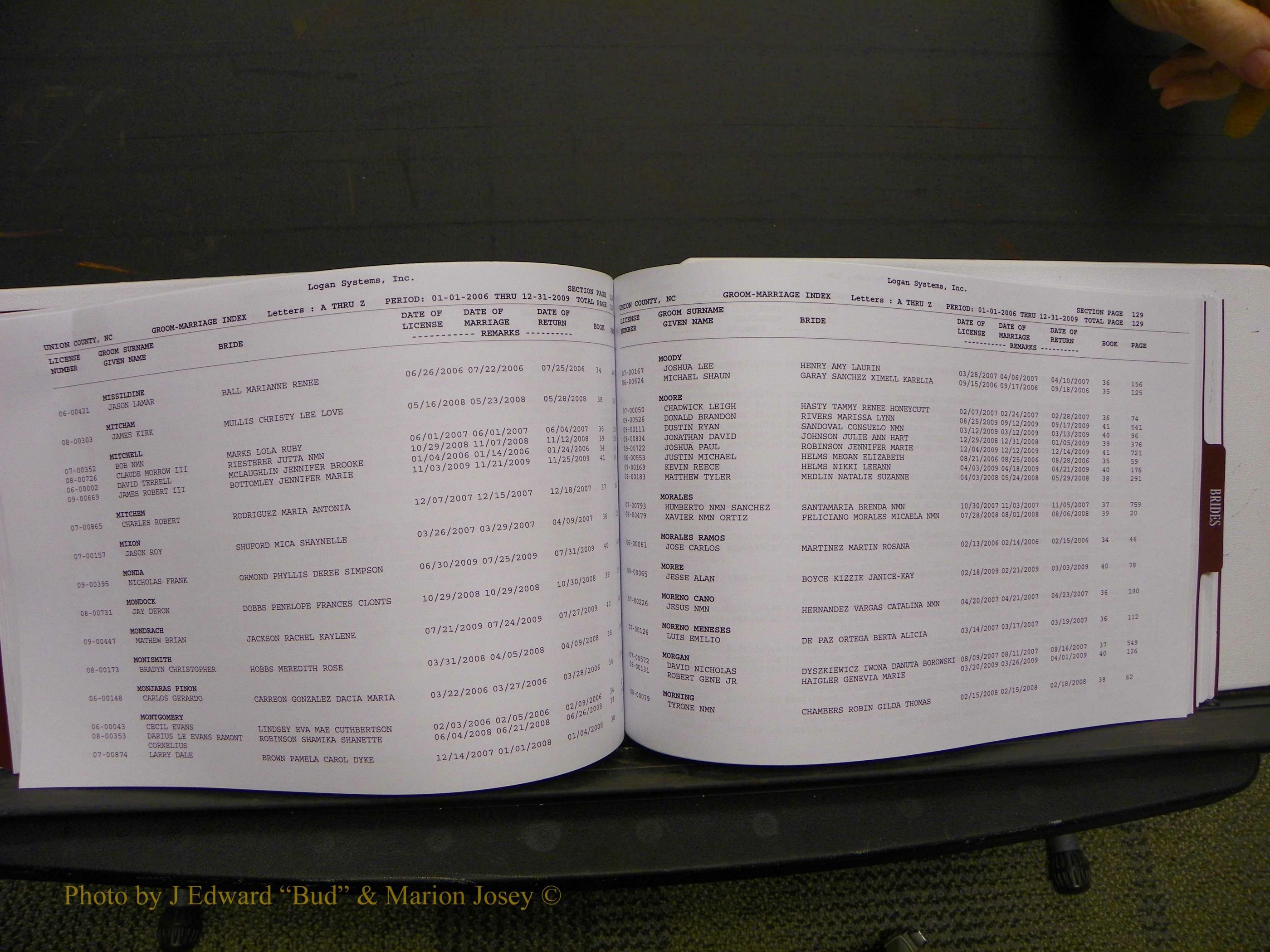 Union Co, NC Marriages Male & Female Index, 2006-2010 (192).JPG