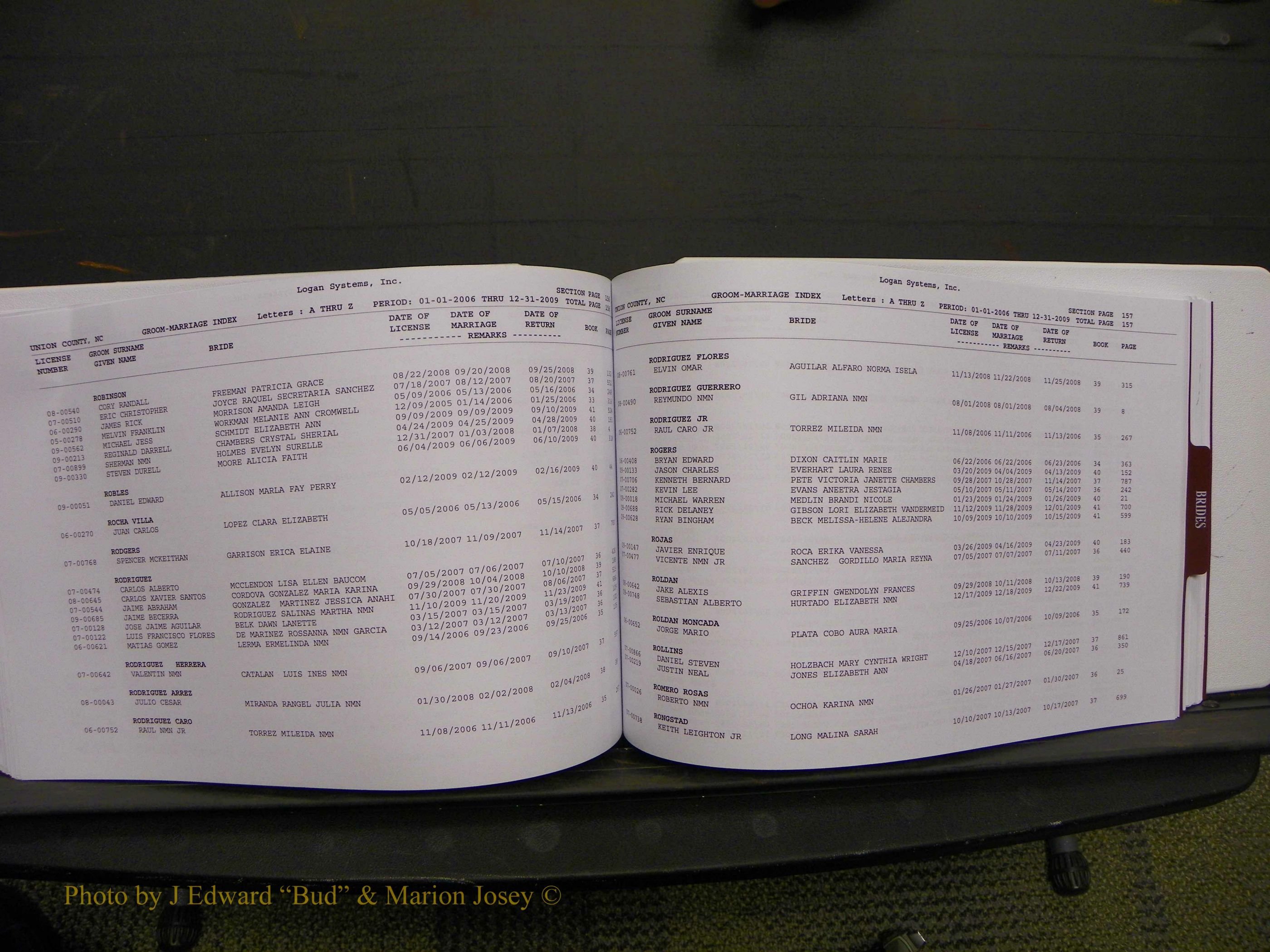 Union Co, NC Marriages Male & Female Index, 2006-2010 (206).JPG