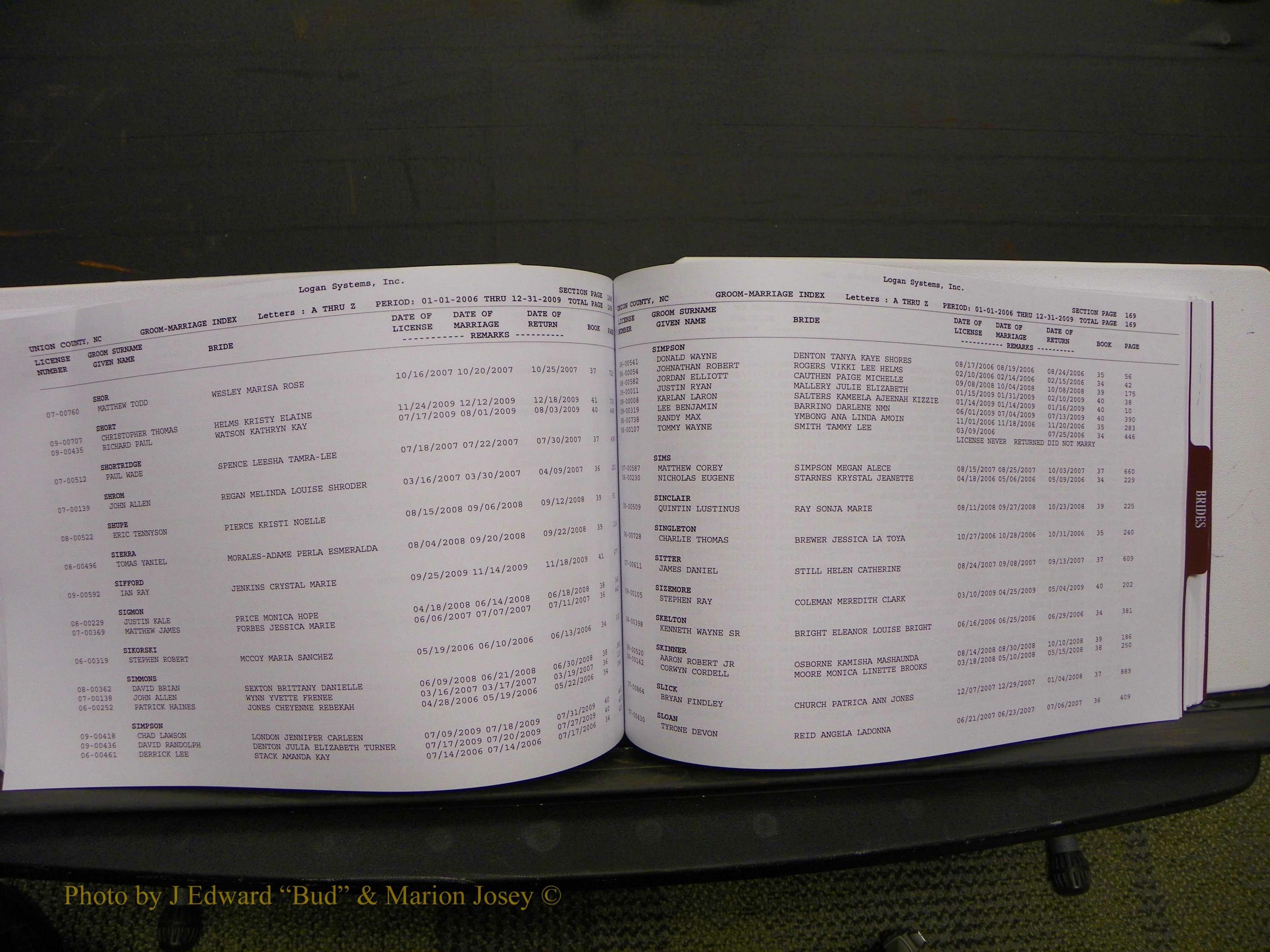 Union Co, NC Marriages Male & Female Index, 2006-2010 (212).JPG