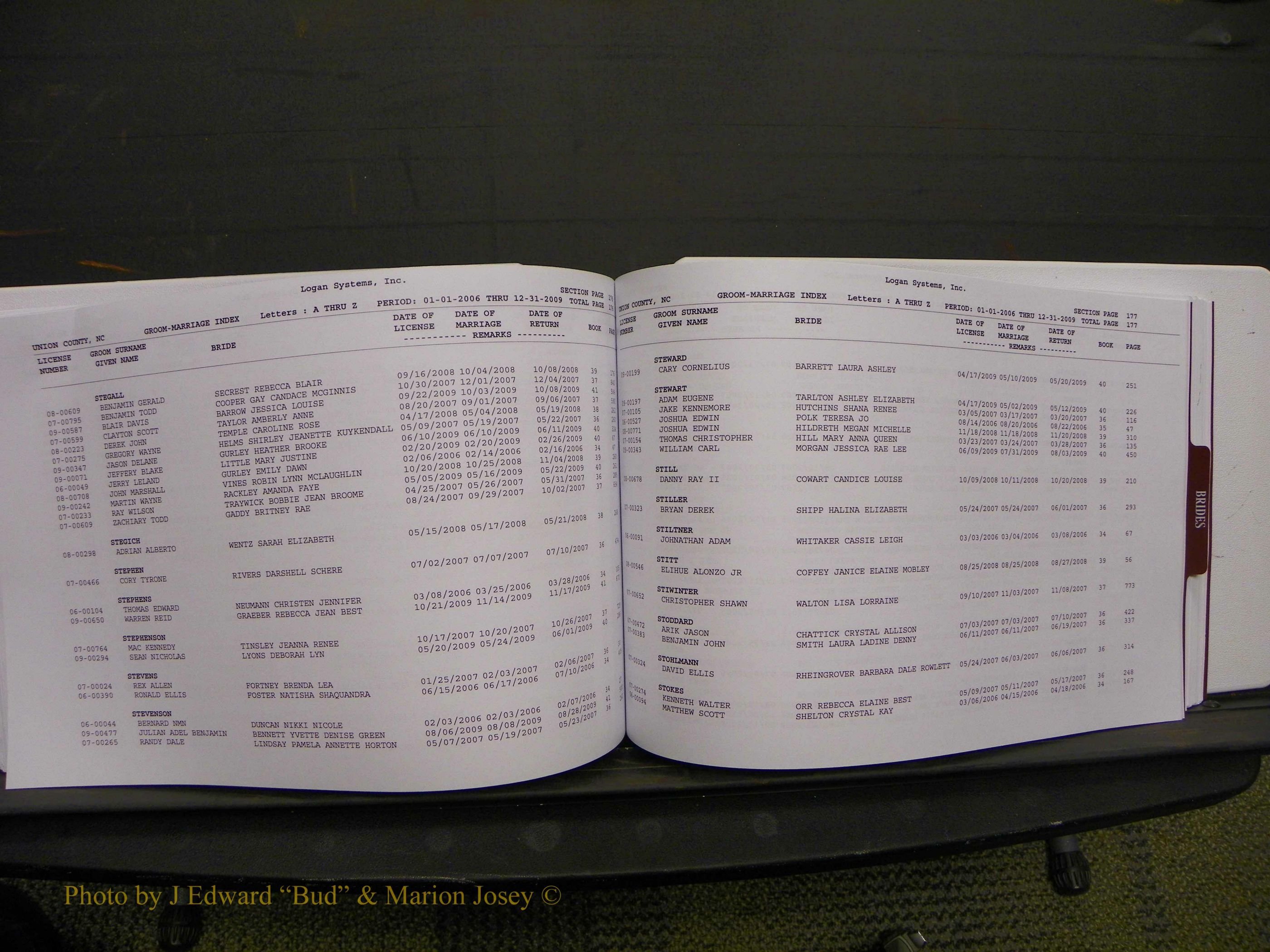 Union Co, NC Marriages Male & Female Index, 2006-2010 (216).JPG