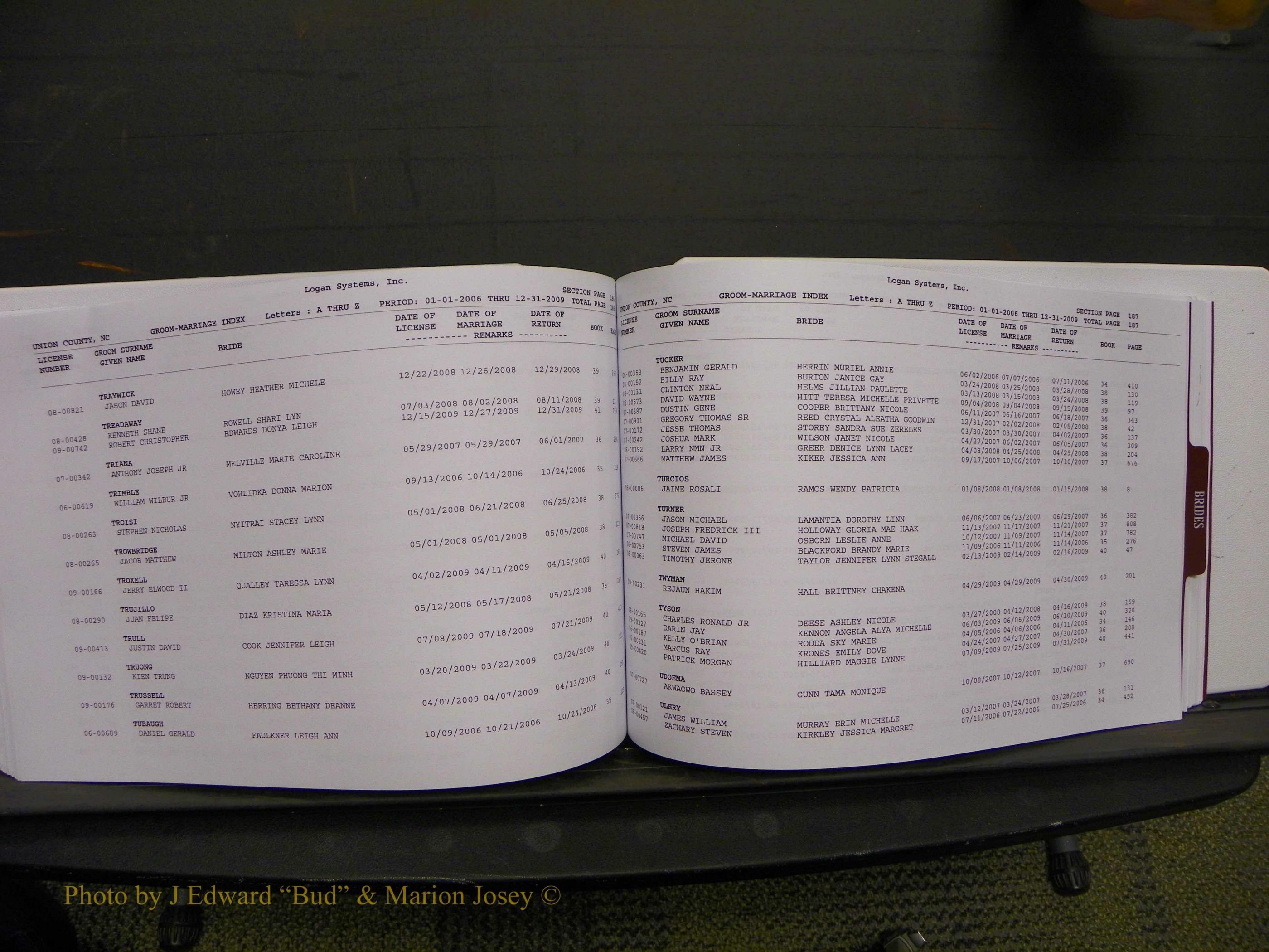 Union Co, NC Marriages Male & Female Index, 2006-2010 (221).JPG