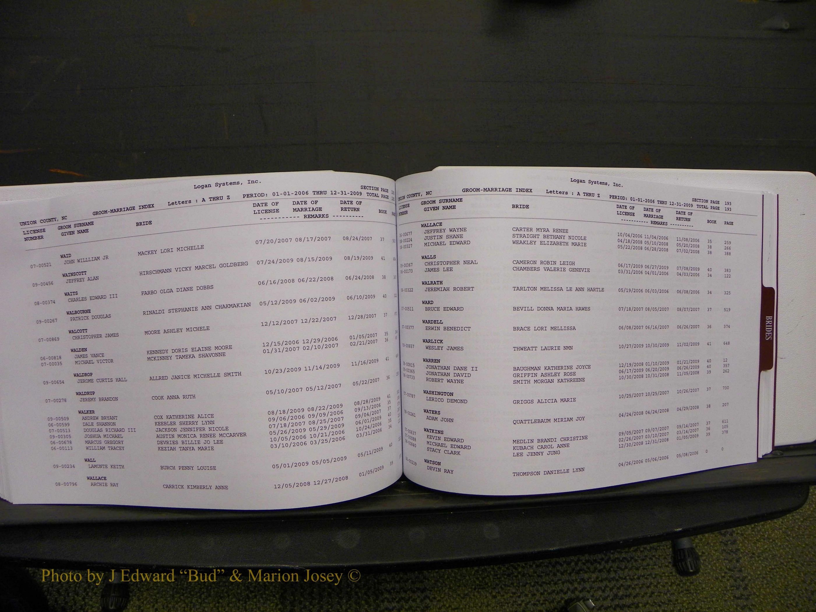 Union Co, NC Marriages Male & Female Index, 2006-2010 (224).JPG