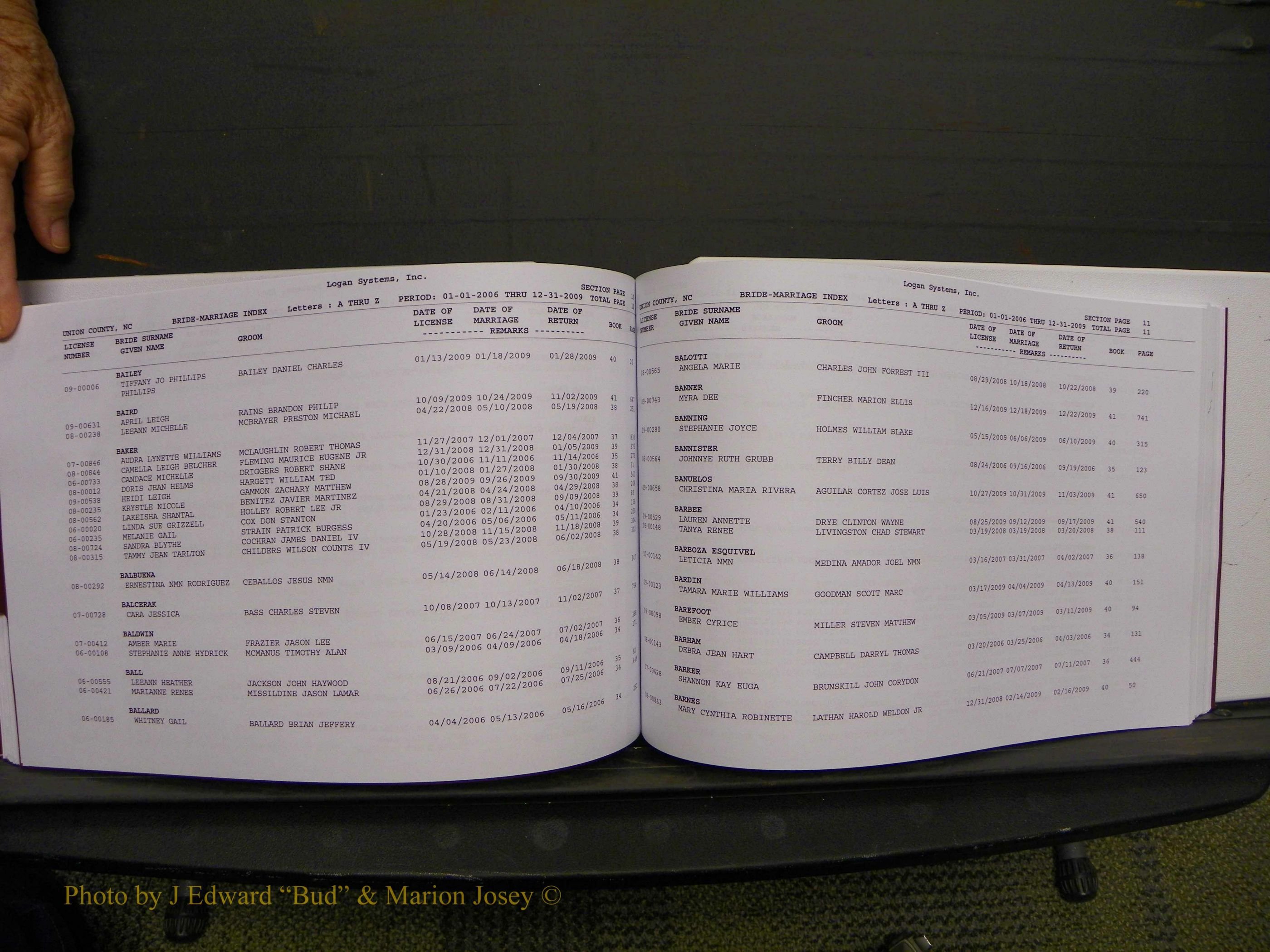 Union Co, NC Marriages Male & Female Index, 2006-2010 (237).JPG