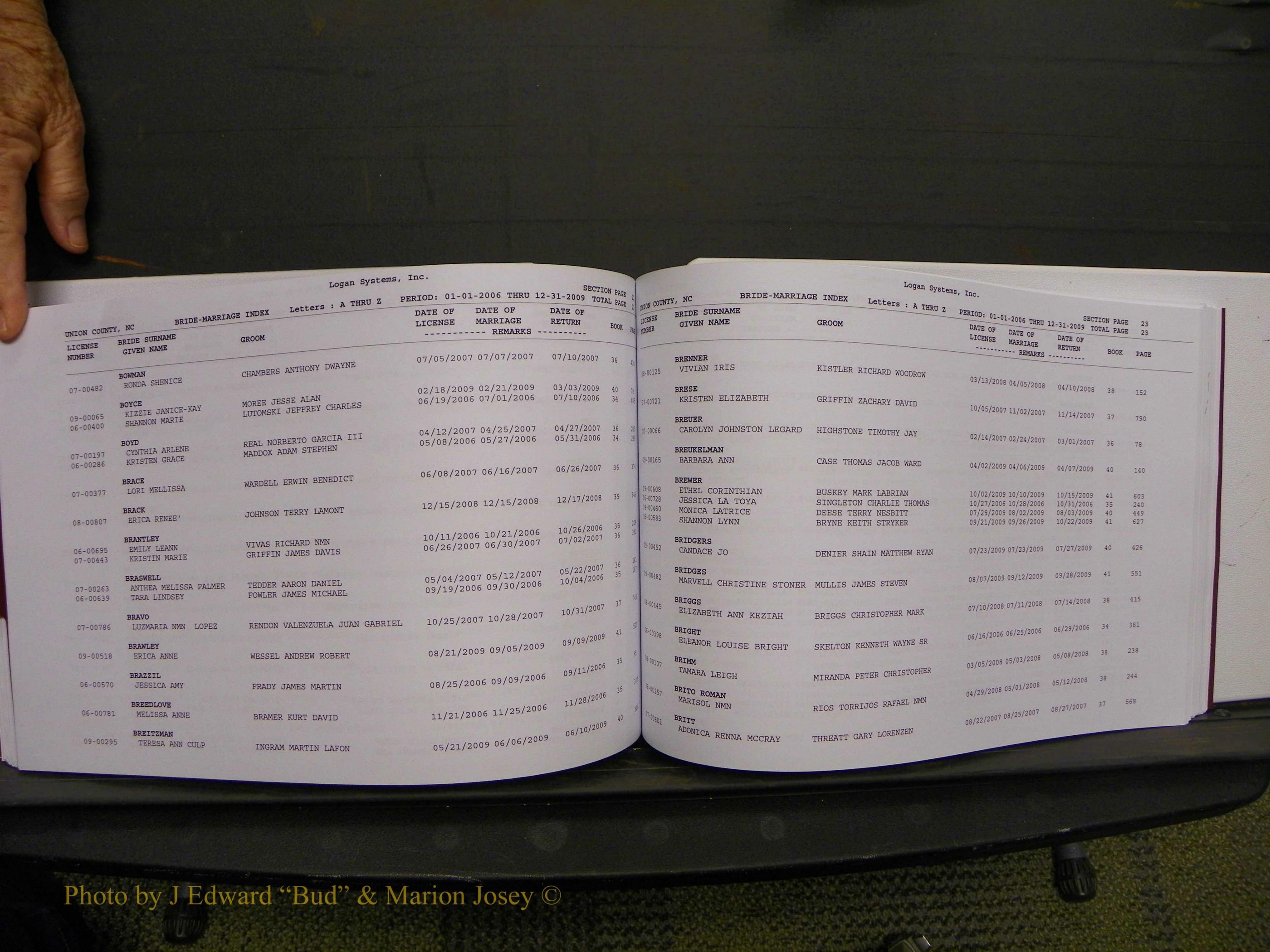 Union Co, NC Marriages Male & Female Index, 2006-2010 (241).JPG