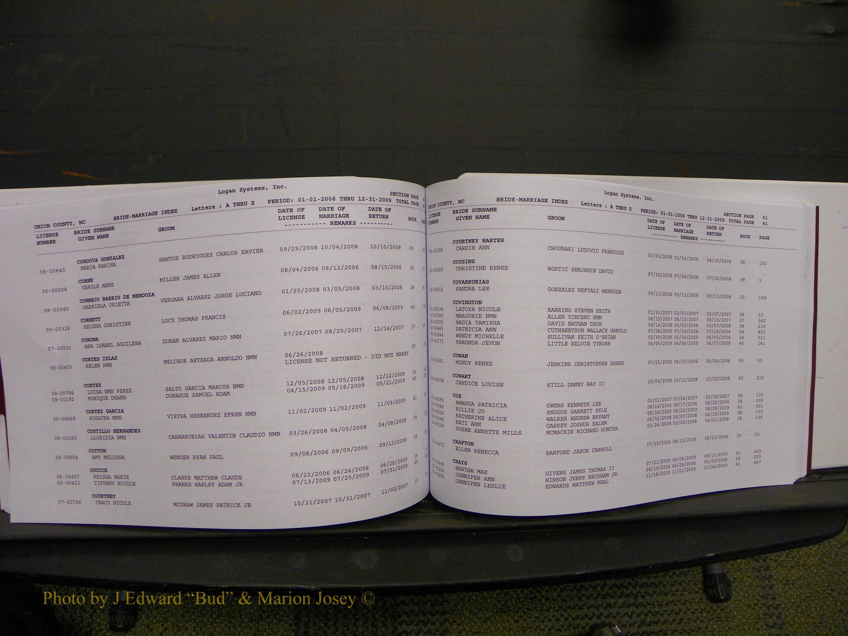 Union Co, NC Marriages Male & Female Index, 2006-2010 (251).JPG
