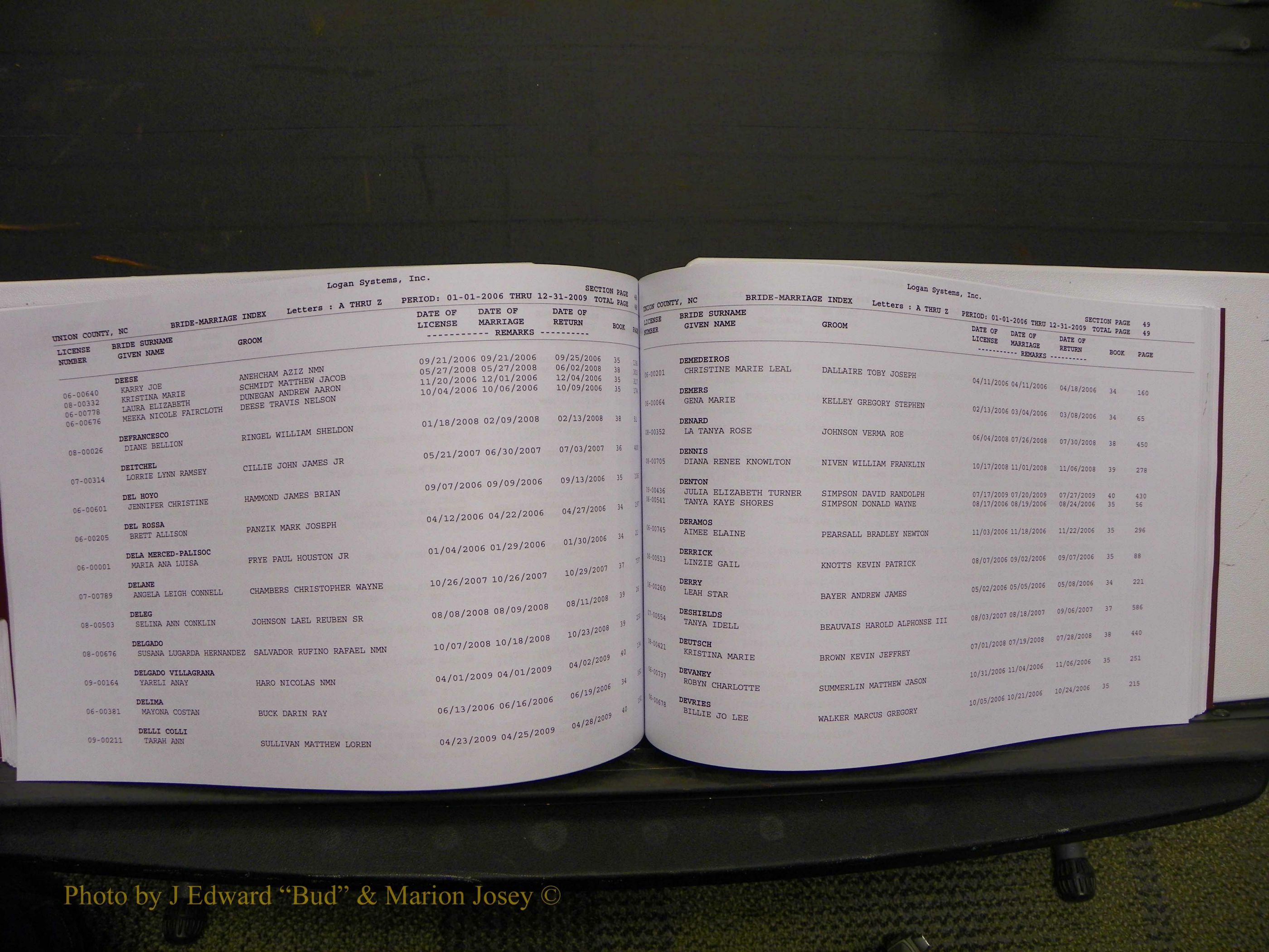 Union Co, NC Marriages Male & Female Index, 2006-2010 (255).JPG