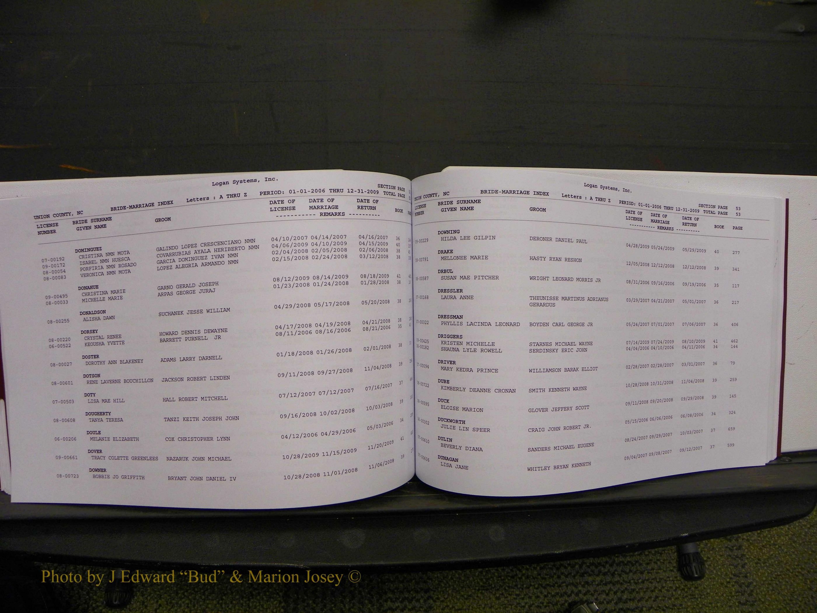 Union Co, NC Marriages Male & Female Index, 2006-2010 (258).JPG