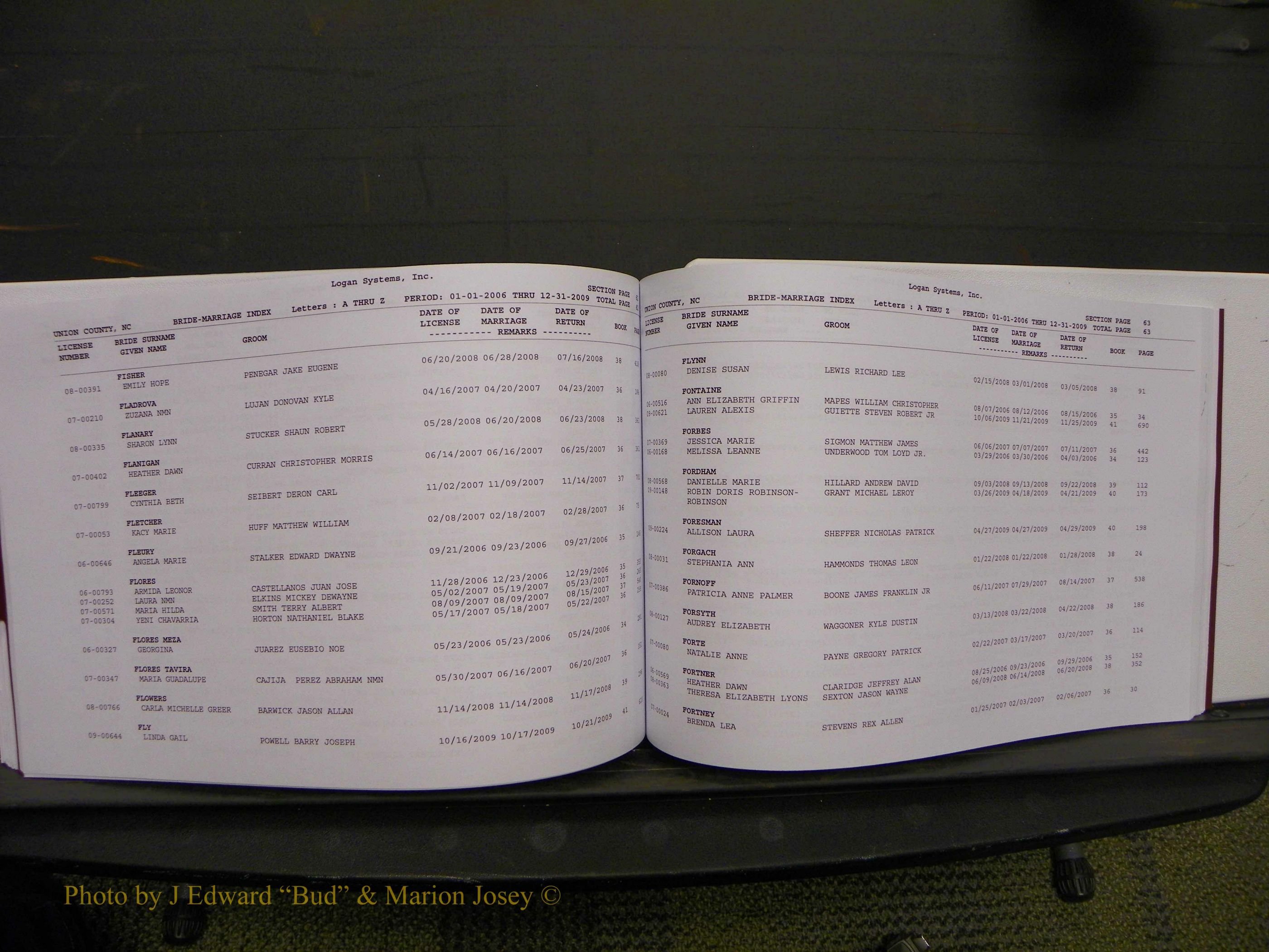 Union Co, NC Marriages Male & Female Index, 2006-2010 (261).JPG