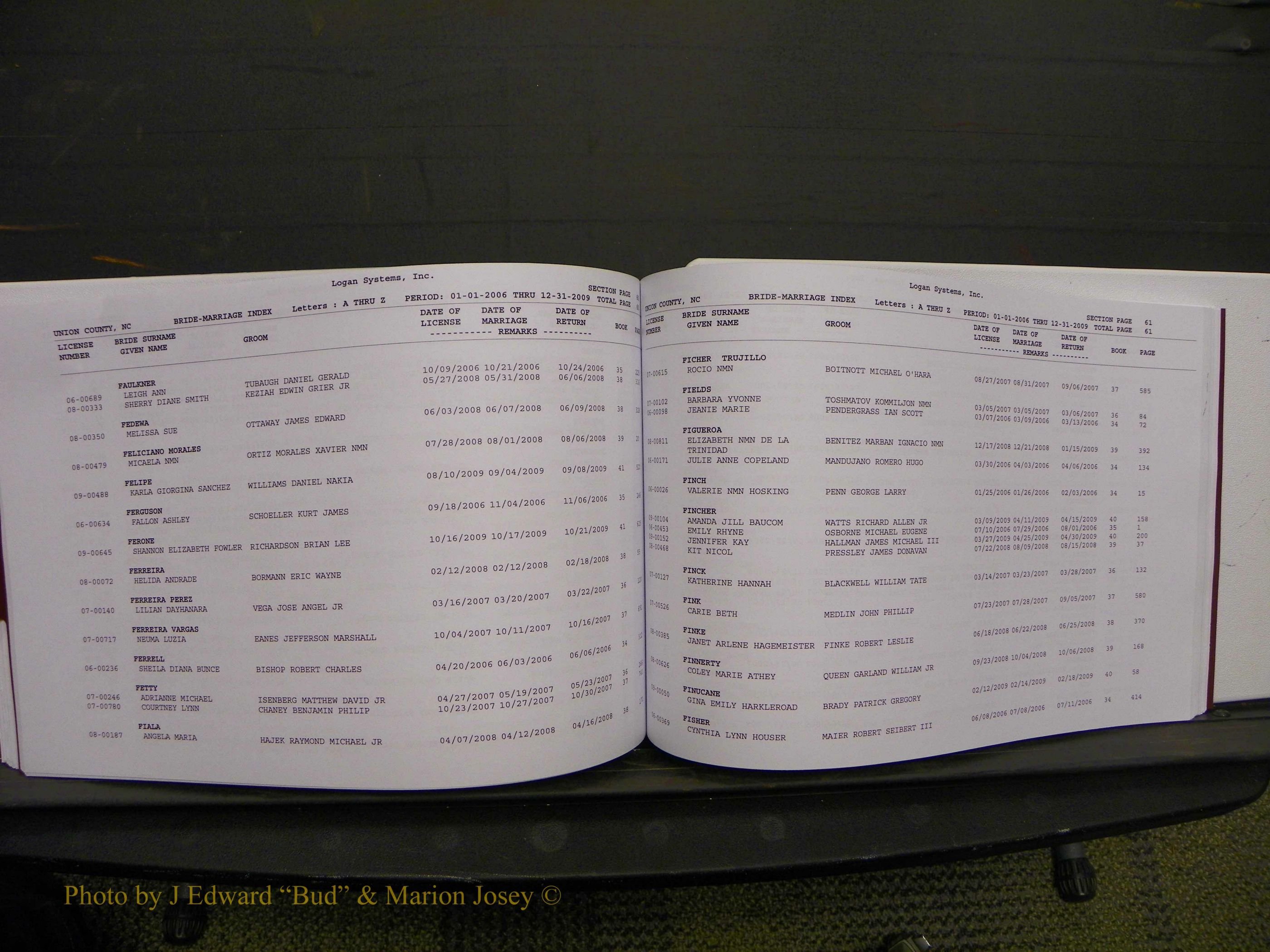 Union Co, NC Marriages Male & Female Index, 2006-2010 (262).JPG