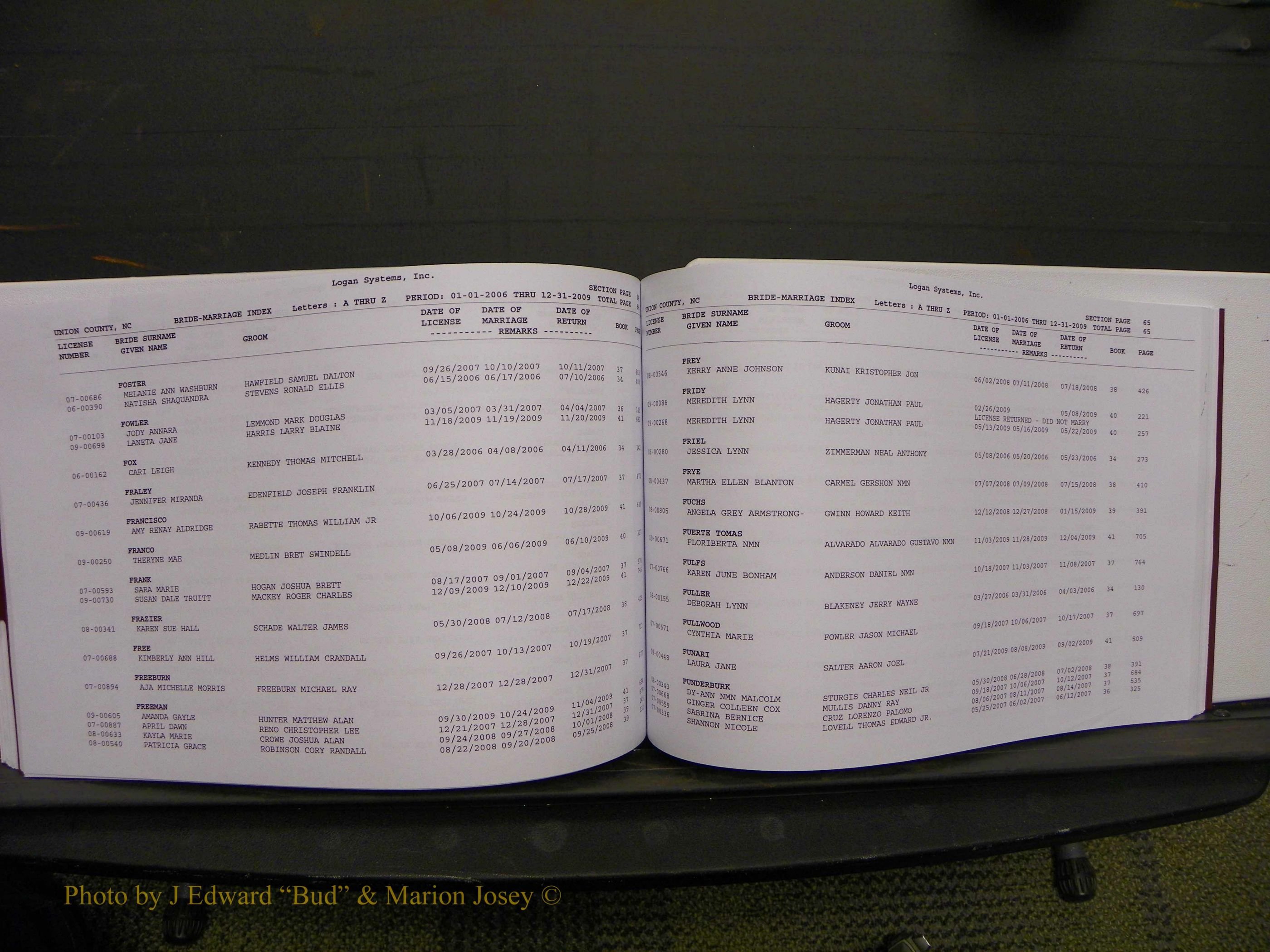 Union Co, NC Marriages Male & Female Index, 2006-2010 (263).JPG