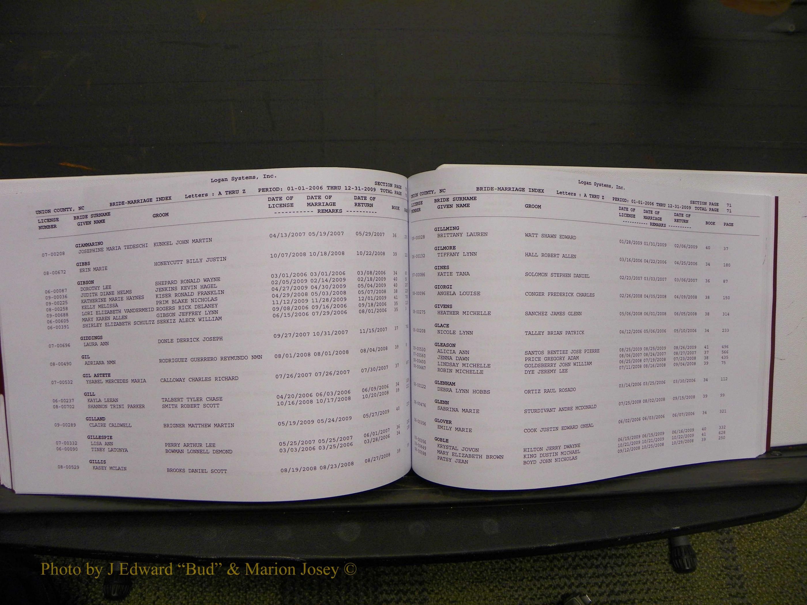 Union Co, NC Marriages Male & Female Index, 2006-2010 (266).JPG